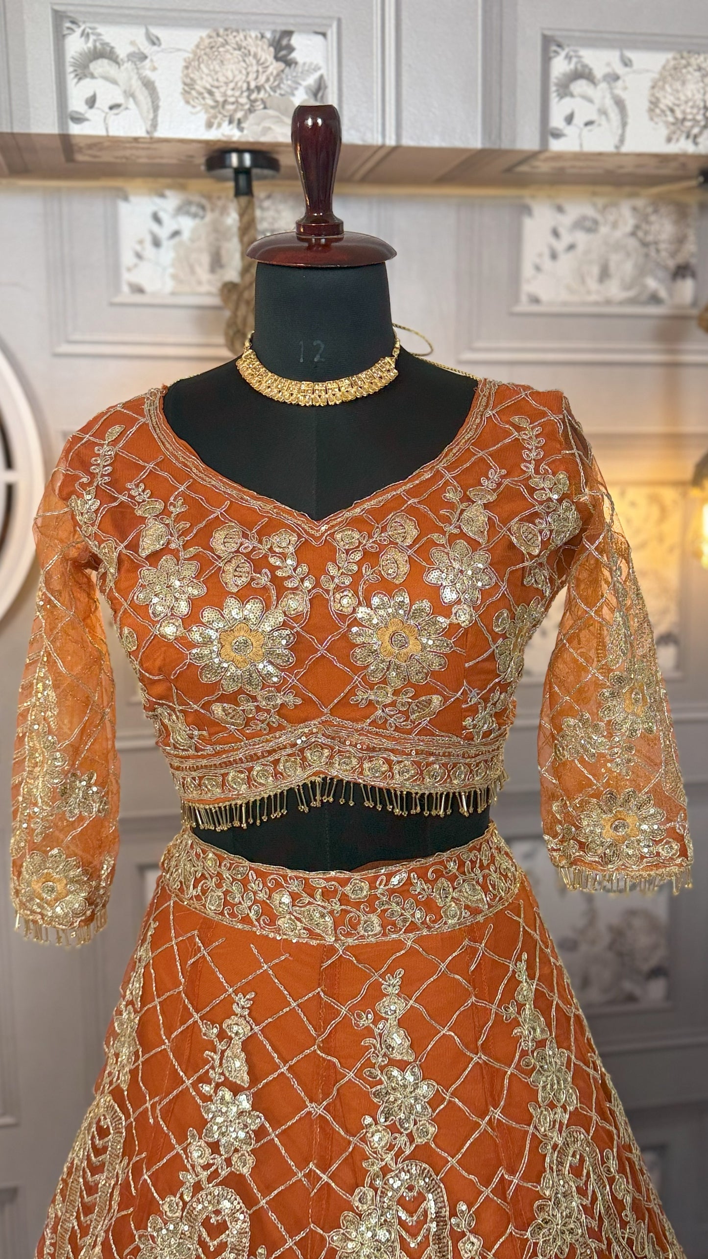 ✨👸Premium Mono Net Sequin Lehenga | Bridal Radiance-1777-ORANGE ✨💃