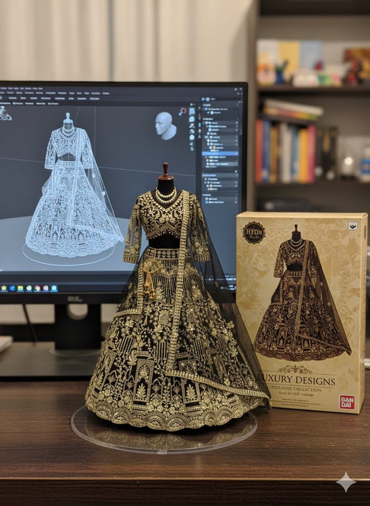 Premium Soft Net Lehenga with Coding Sequins Embroidery & Matching Dupatta