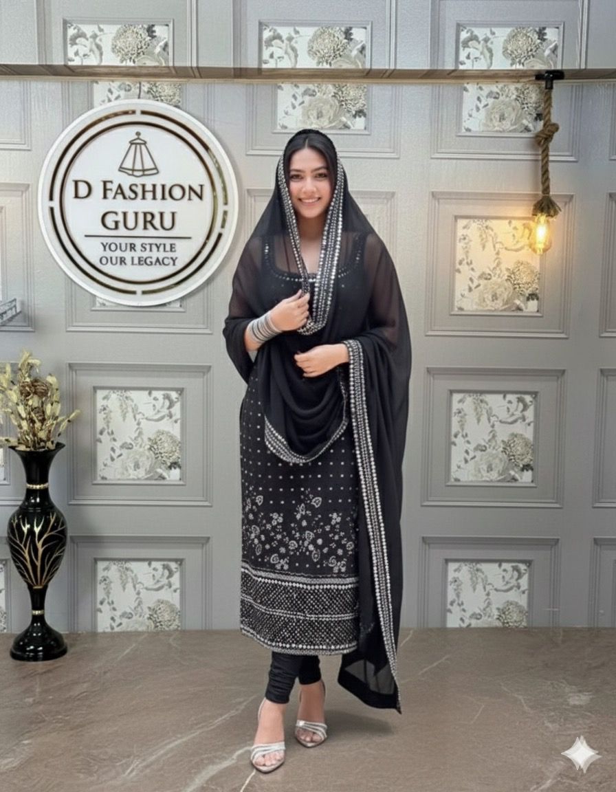 💎 Real Mirror Work Georgette Suit – Shine with Timeless Elegance