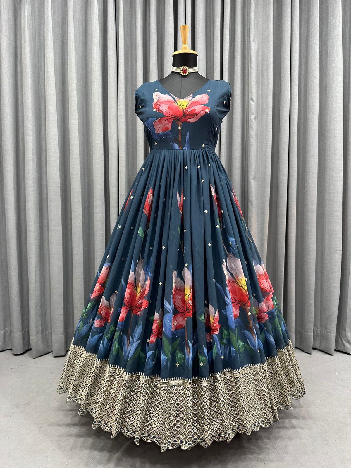 Heavy Georgette Digital Print Gown-KD-1194 ✨ 🌸