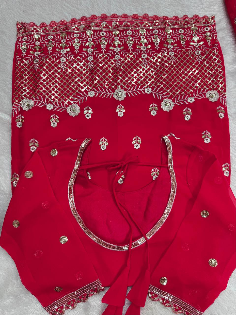 Premium Faux Georgette 3-Piece Sharara Set with Sequin Work