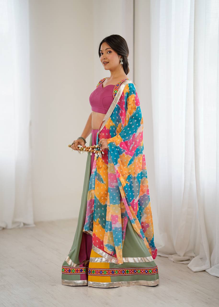 Heavy Rayon Lehenga Set with Real Mirror & Gamthi Thread Work | 4-Meter Flair