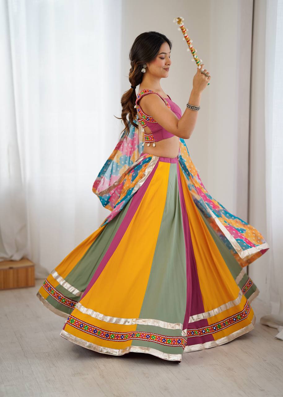 Heavy Rayon Lehenga Set with Real Mirror & Gamthi Thread Work | 4-Meter Flair
