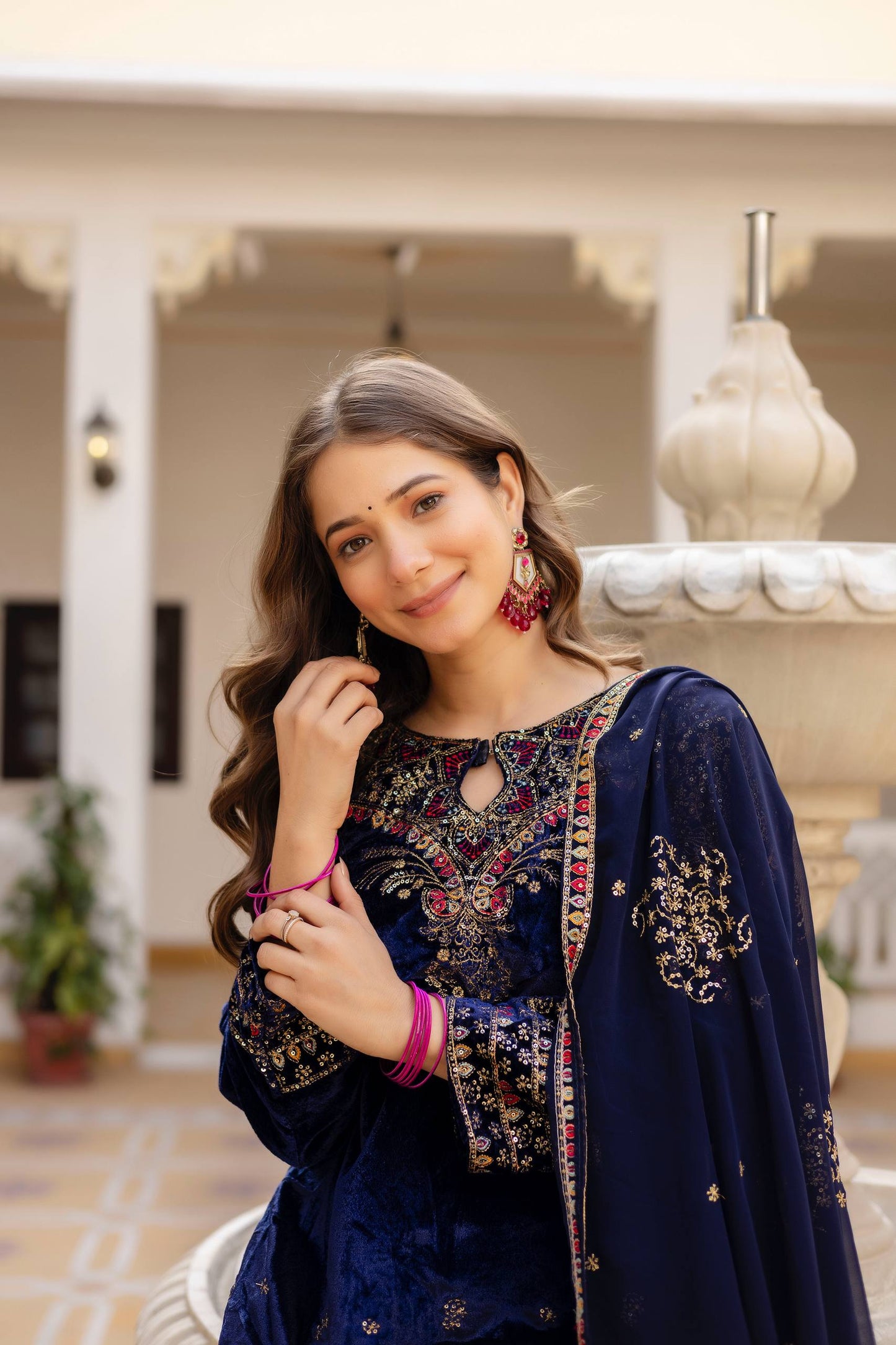 DFG “Royale Velvet 9000” Kurti–Pant–Dupatta Set-ST-1164