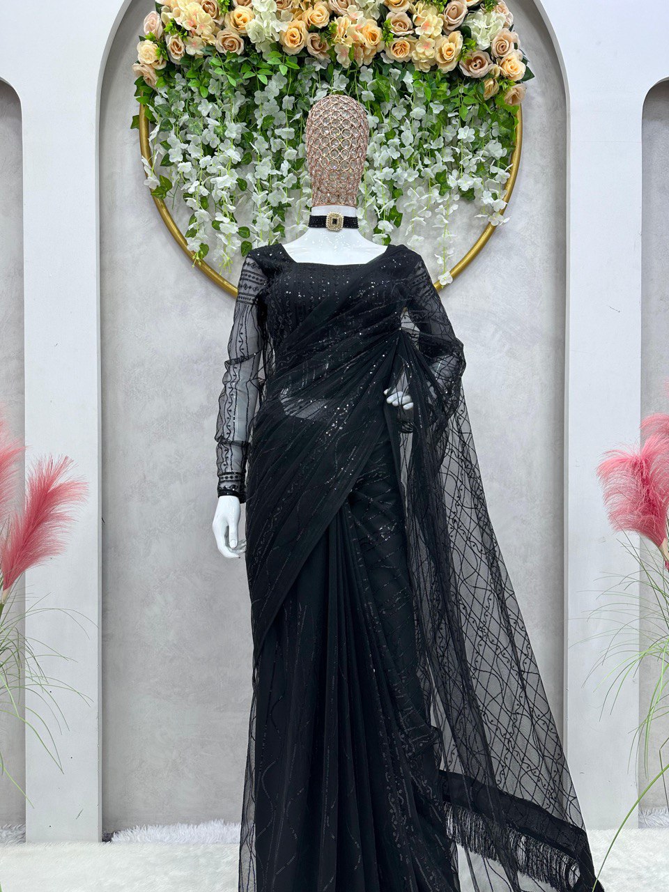 ✨ Radiant Glamour – Designer Ready-to-Wear Saree ✨