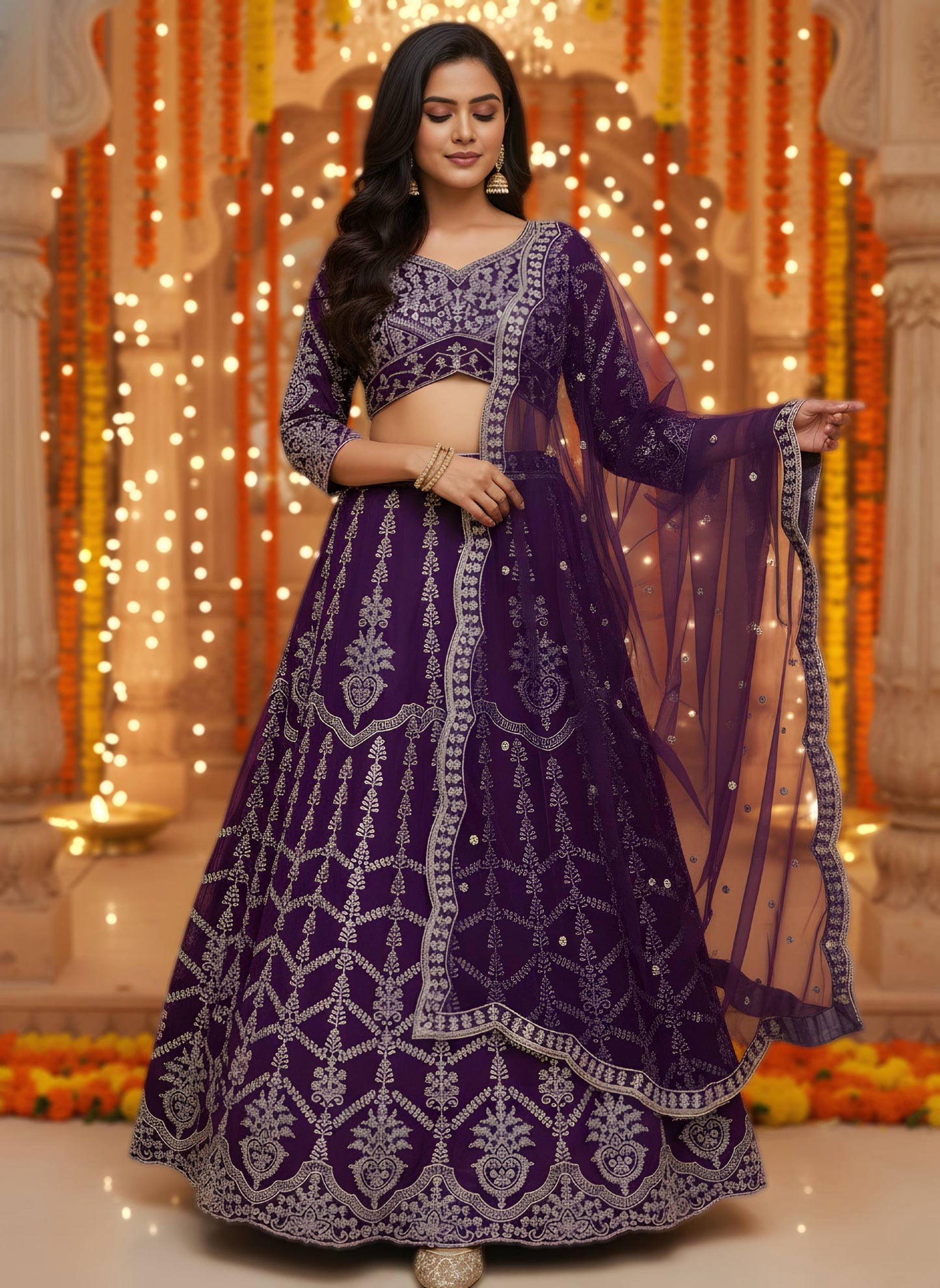 Designer Lehenga Choli – Rich Wine Elegance-DVD-5017 🍷💃🍷
