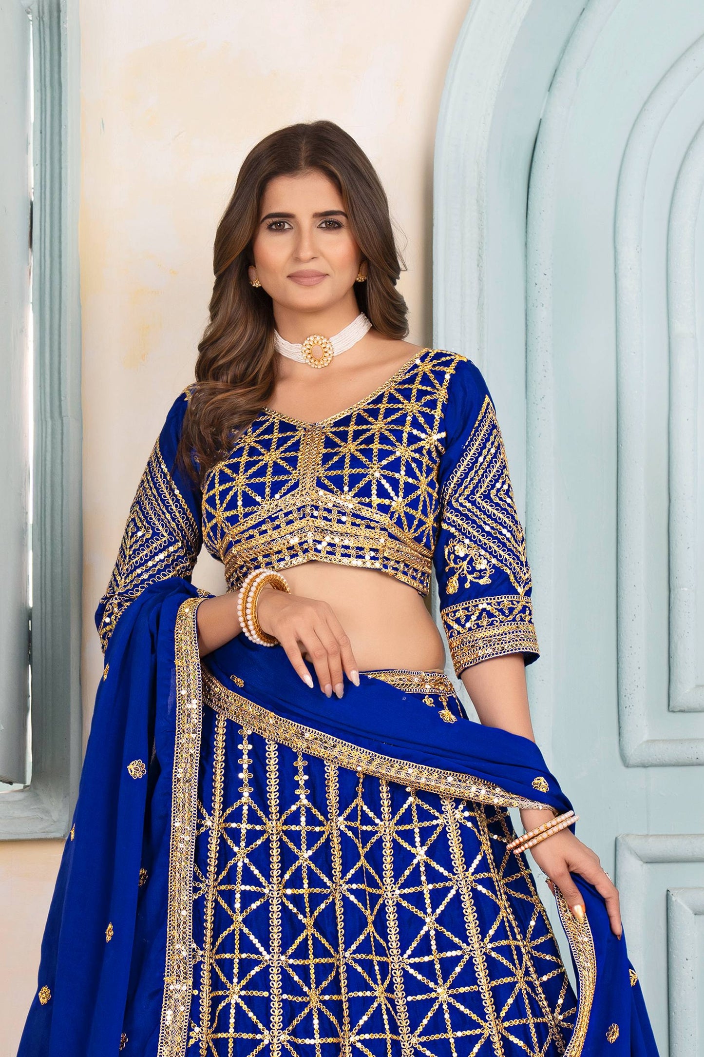 Regal Charm – Chinon Silk Embroidered Lehenga Choli ✨💜💜✨