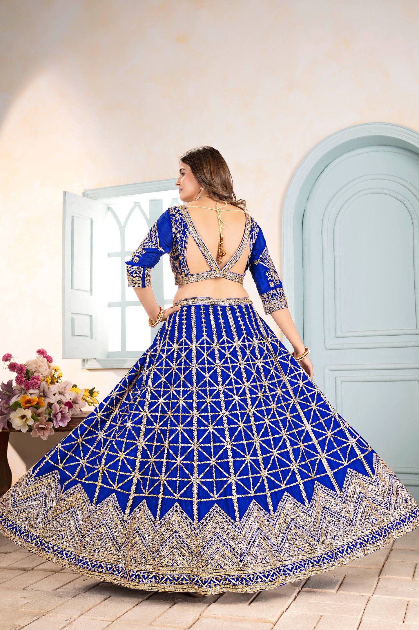 Regal Charm – Chinon Silk Embroidered Lehenga Choli ✨💜💜✨