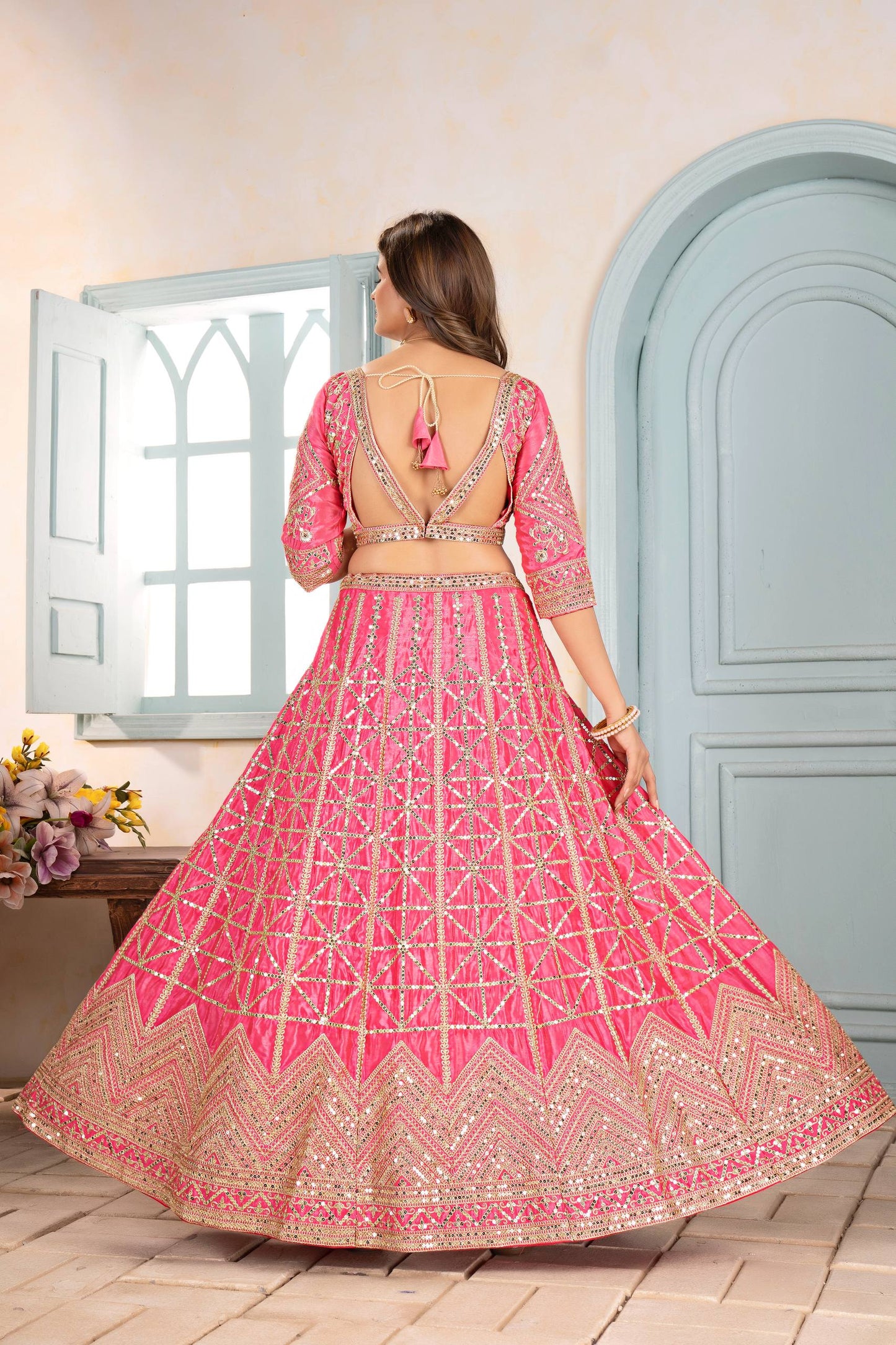 Regal Charm – Chinon Silk Embroidered Lehenga Choli ✨💜💜✨
