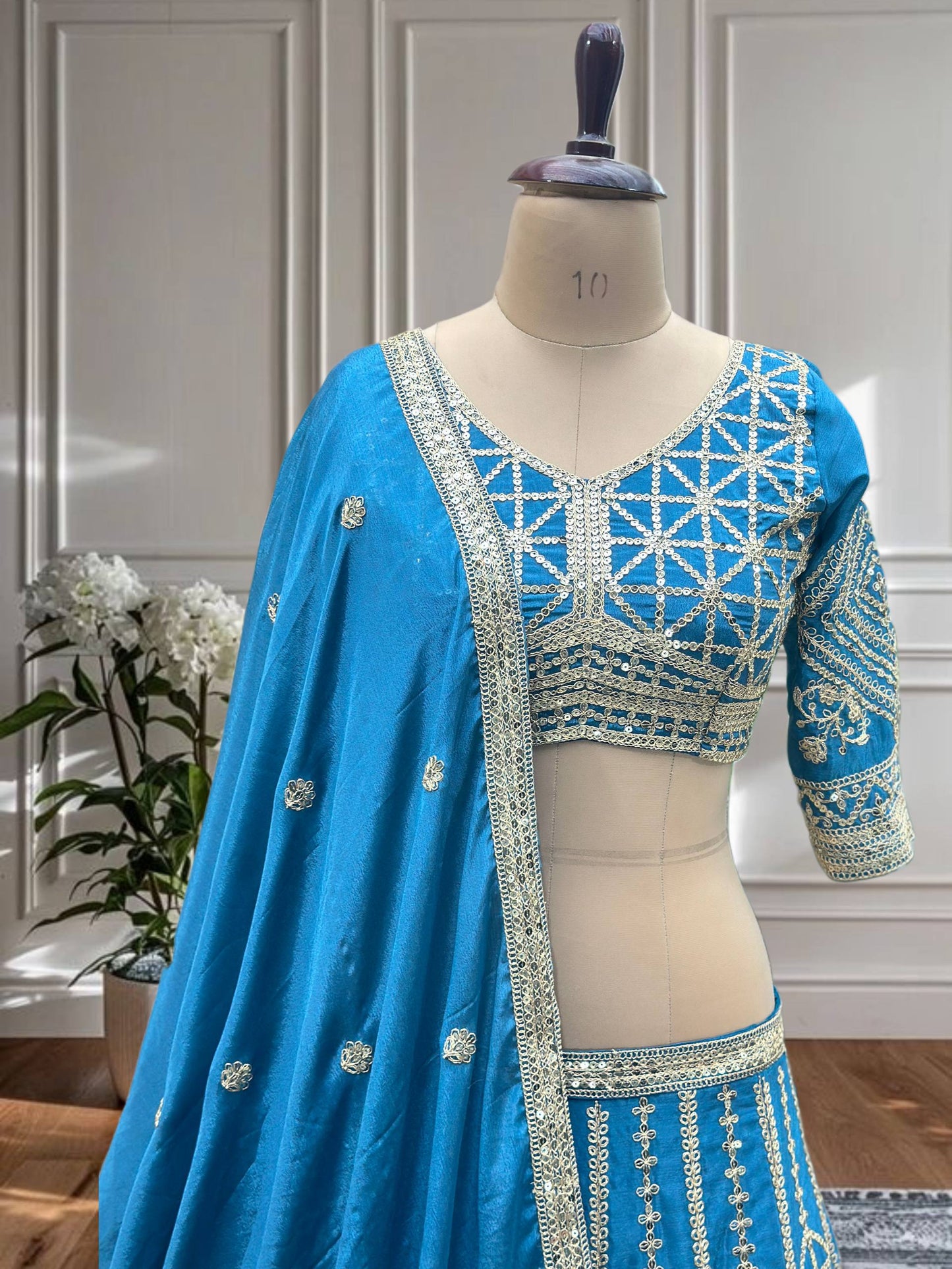 Regal Charm – Chinon Silk Embroidered Lehenga Choli ✨💜💜✨