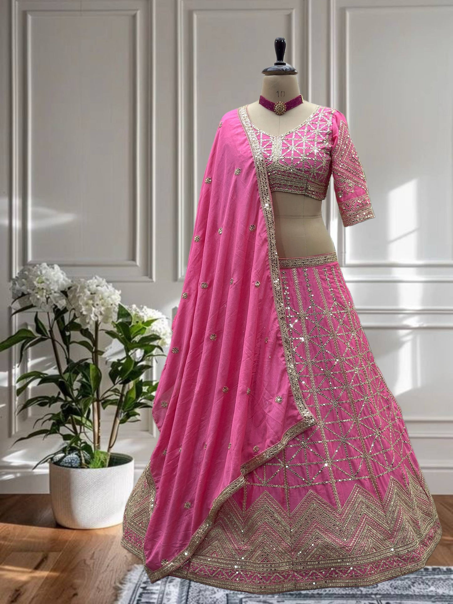 Regal Charm – Chinon Silk Embroidered Lehenga Choli ✨💜💜✨