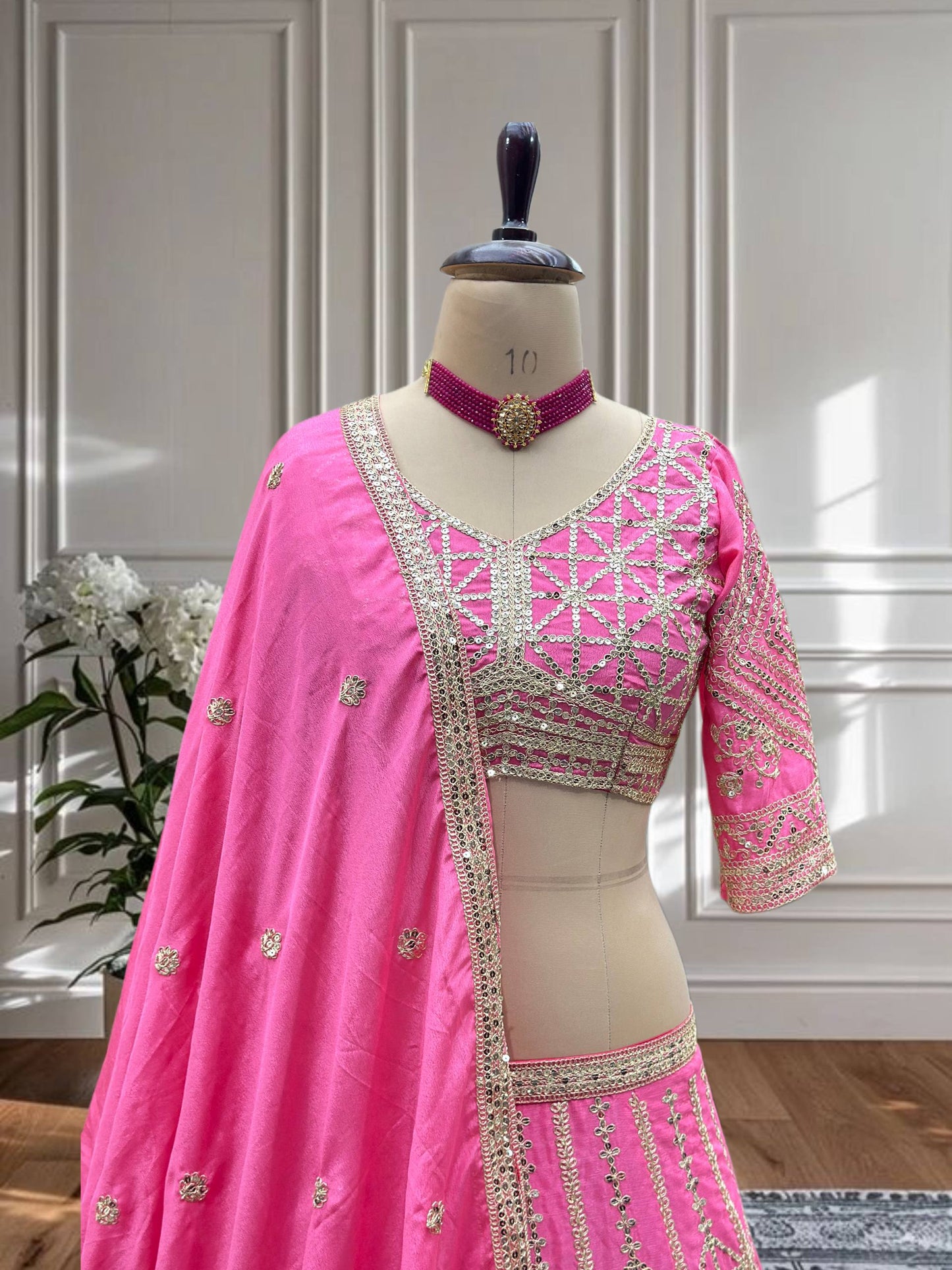 Regal Charm – Chinon Silk Embroidered Lehenga Choli ✨💜💜✨