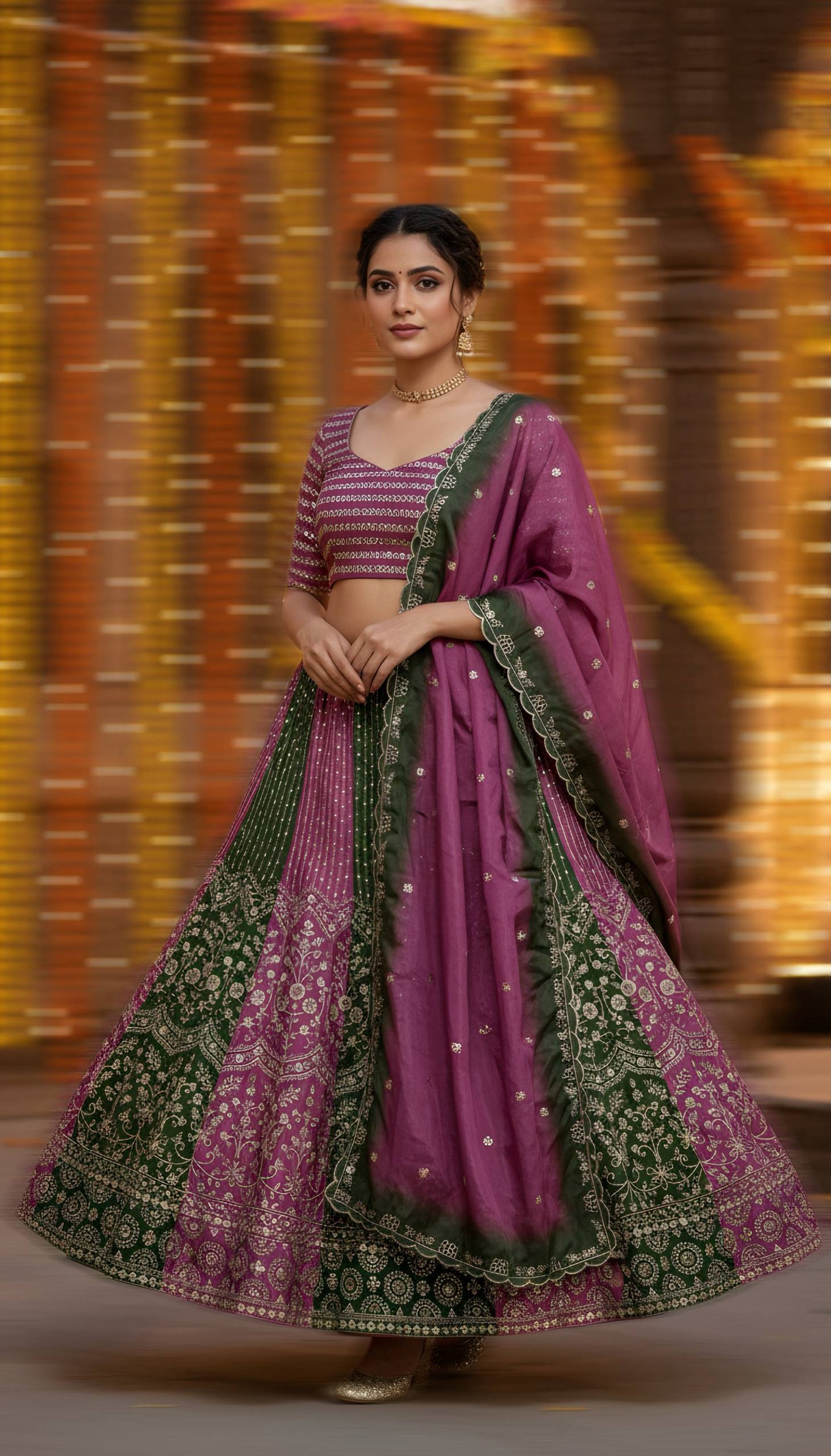 Regal Radiance – Chinon Silk Designer Lehenga-DVD-5147 ✨💜💜✨