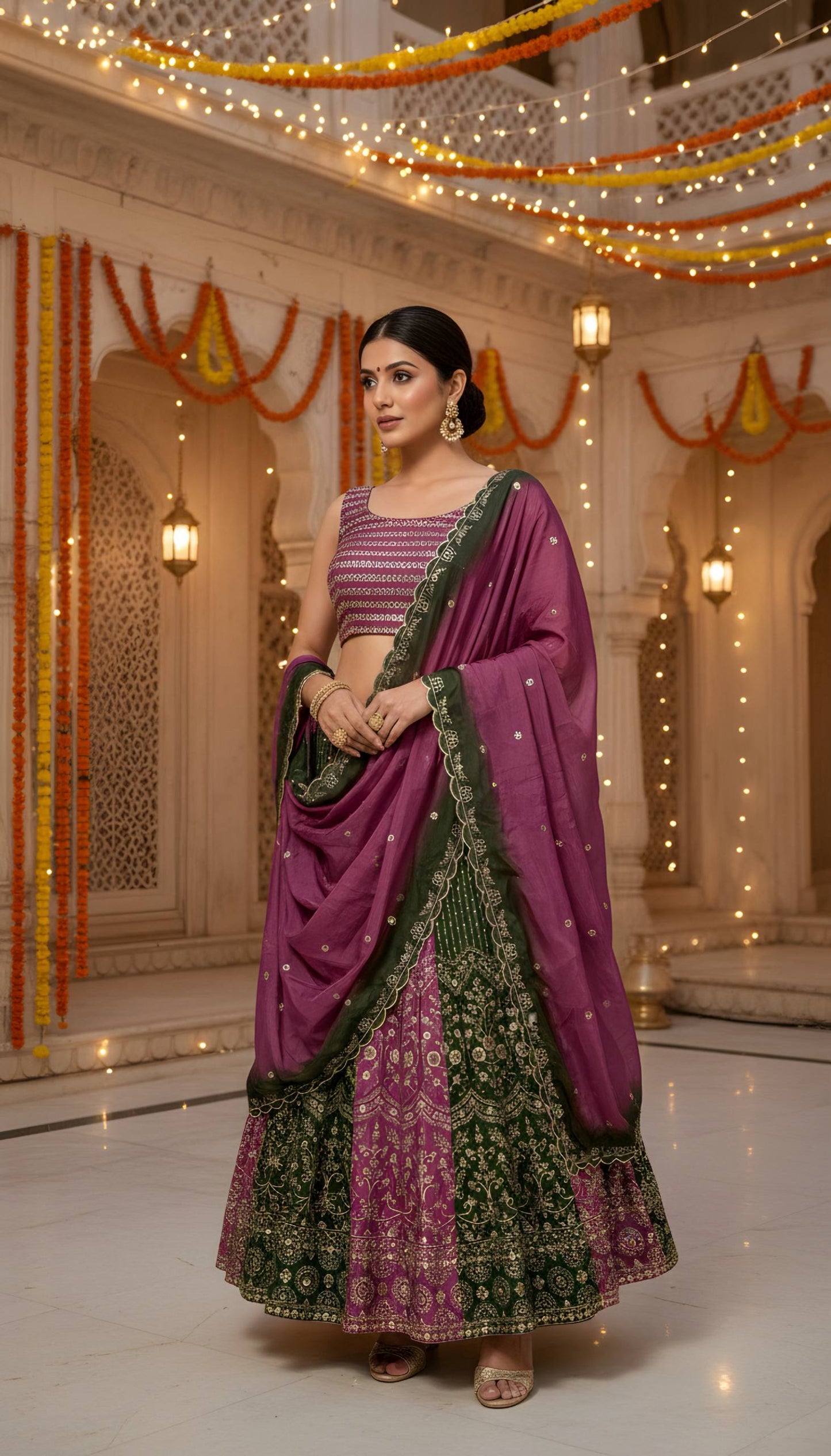 Regal Radiance – Chinon Silk Designer Lehenga-DVD-5147 ✨💜💜✨