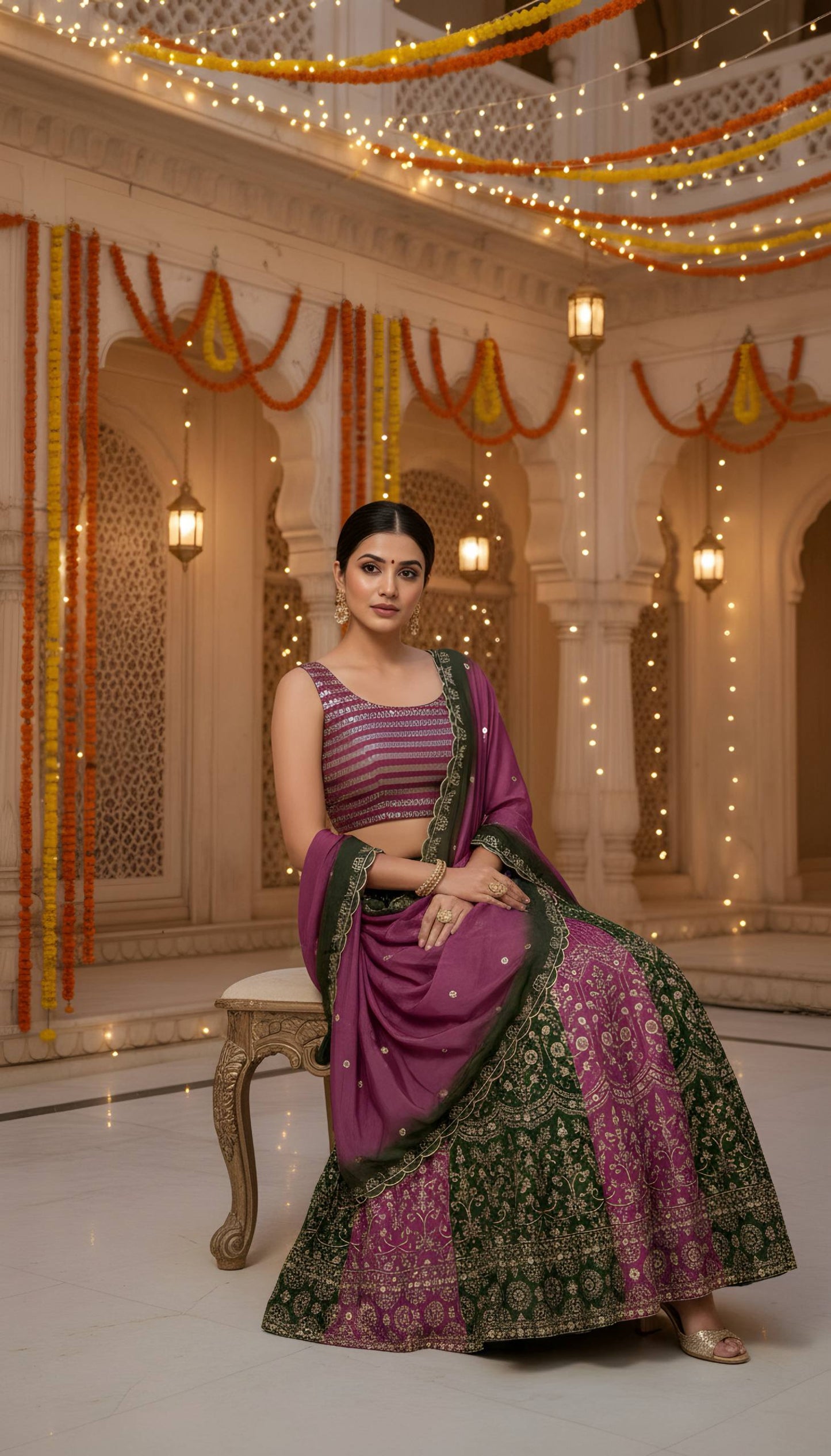 Regal Radiance – Chinon Silk Designer Lehenga-DVD-5147 ✨💜💜✨