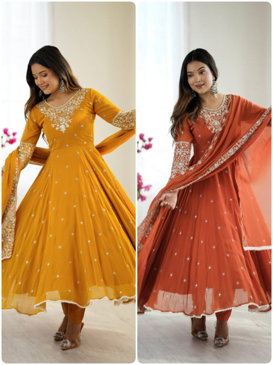 Elegant Embroidered Rainbow Sequence Designer Anarkali 3-Piece Set-ZF-5012 ✨✨