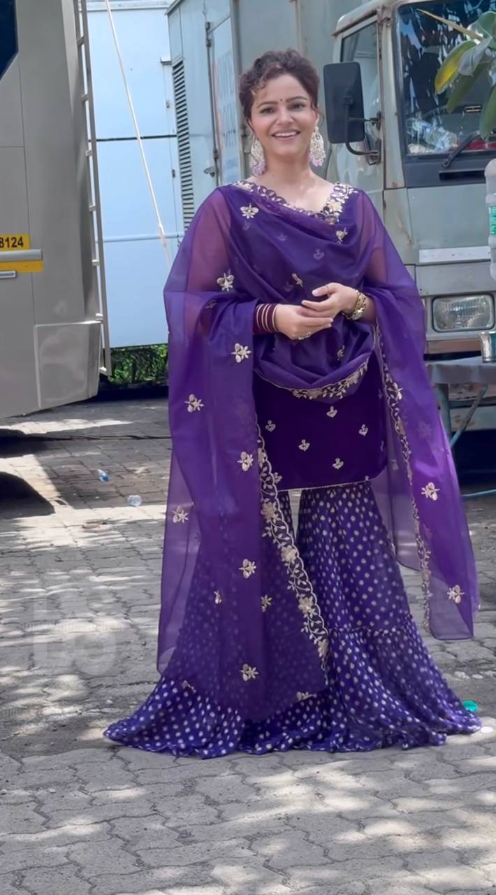 Velvet Elegance with Flared Sharara Magic ✨ 💃🌸