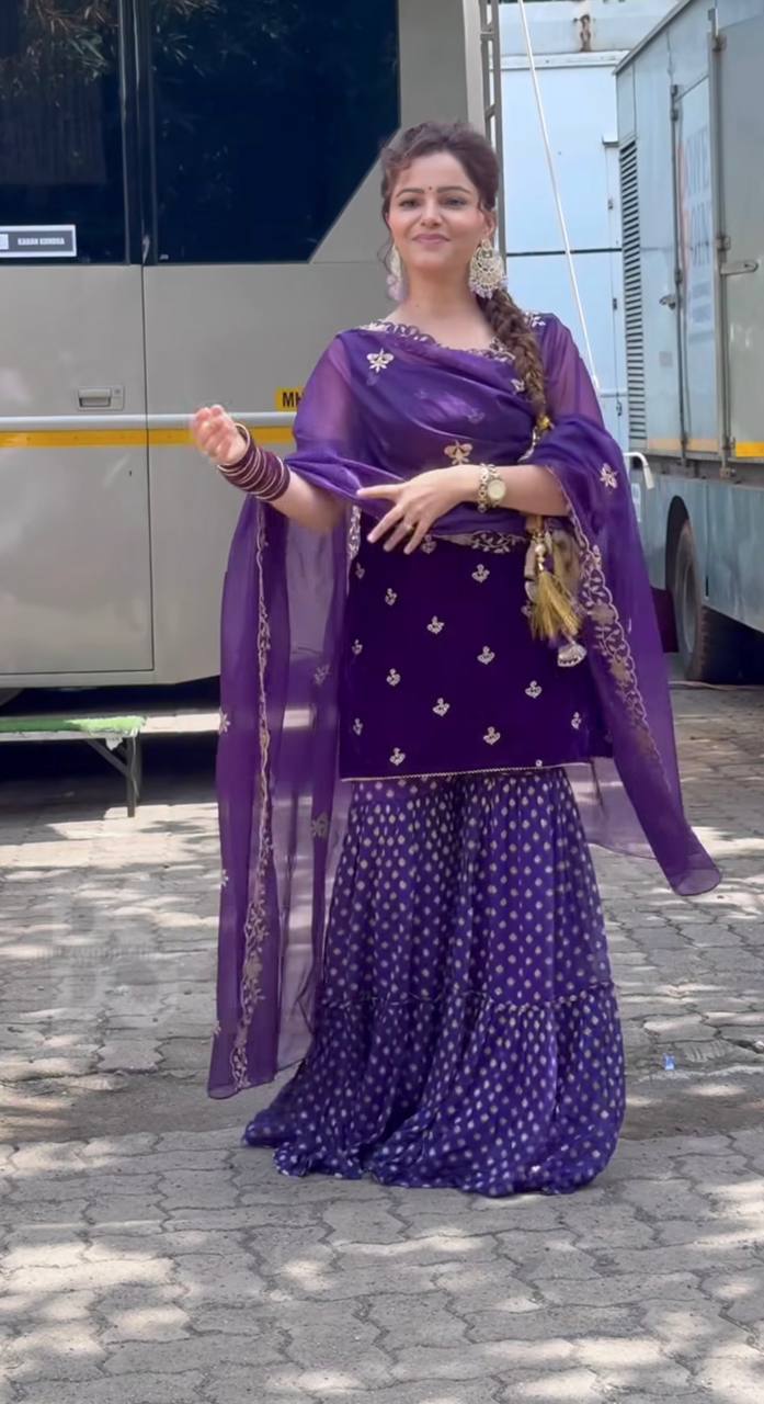 Velvet Elegance with Flared Sharara Magic ✨ 💃🌸