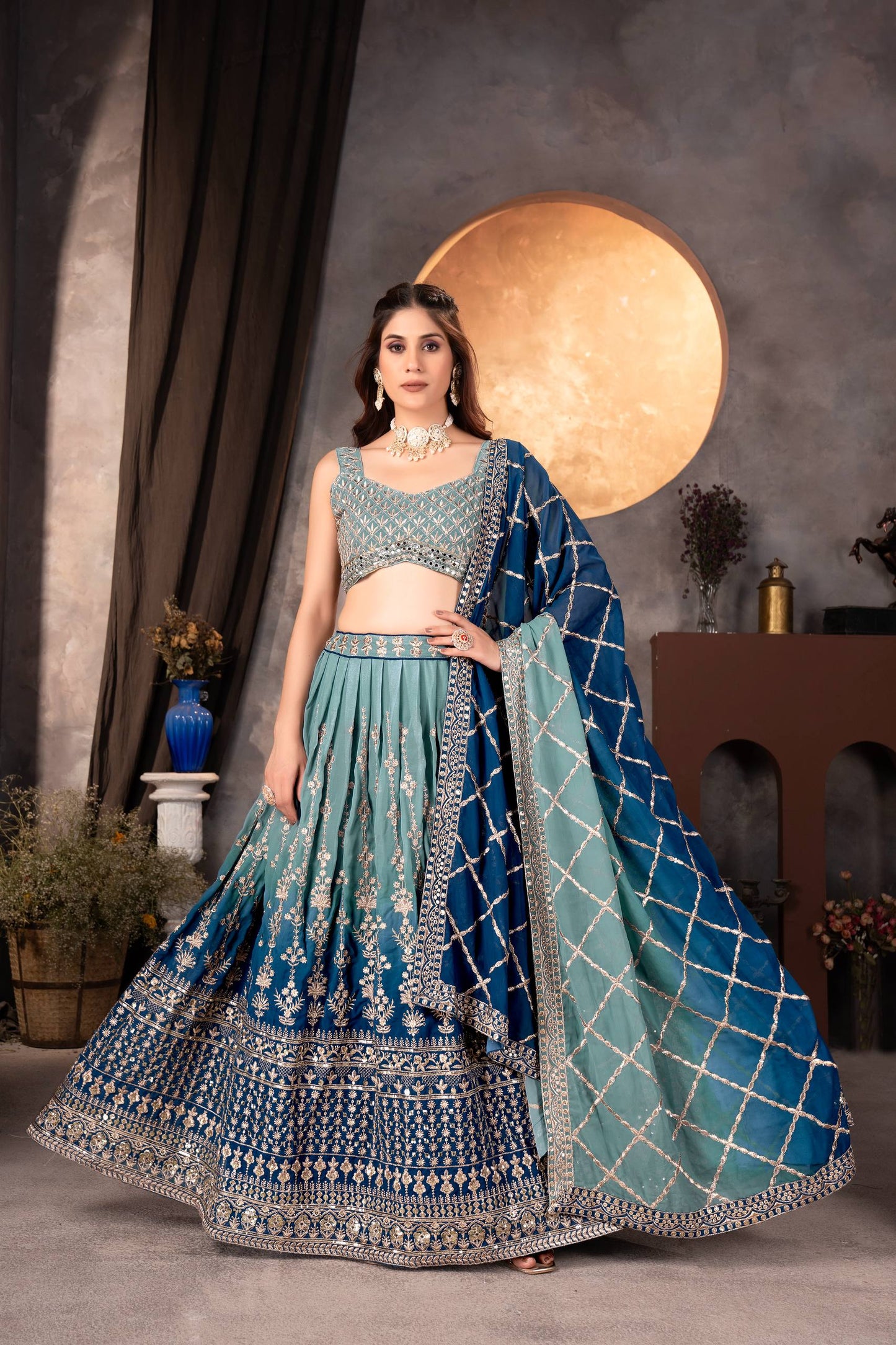 Royal Charm – Faux Georgette Designer Lehenga ✨💙💙✨