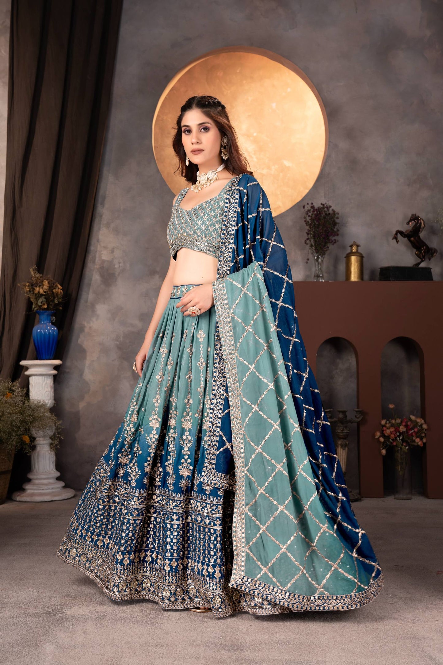 Royal Charm – Faux Georgette Designer Lehenga ✨💙💙✨