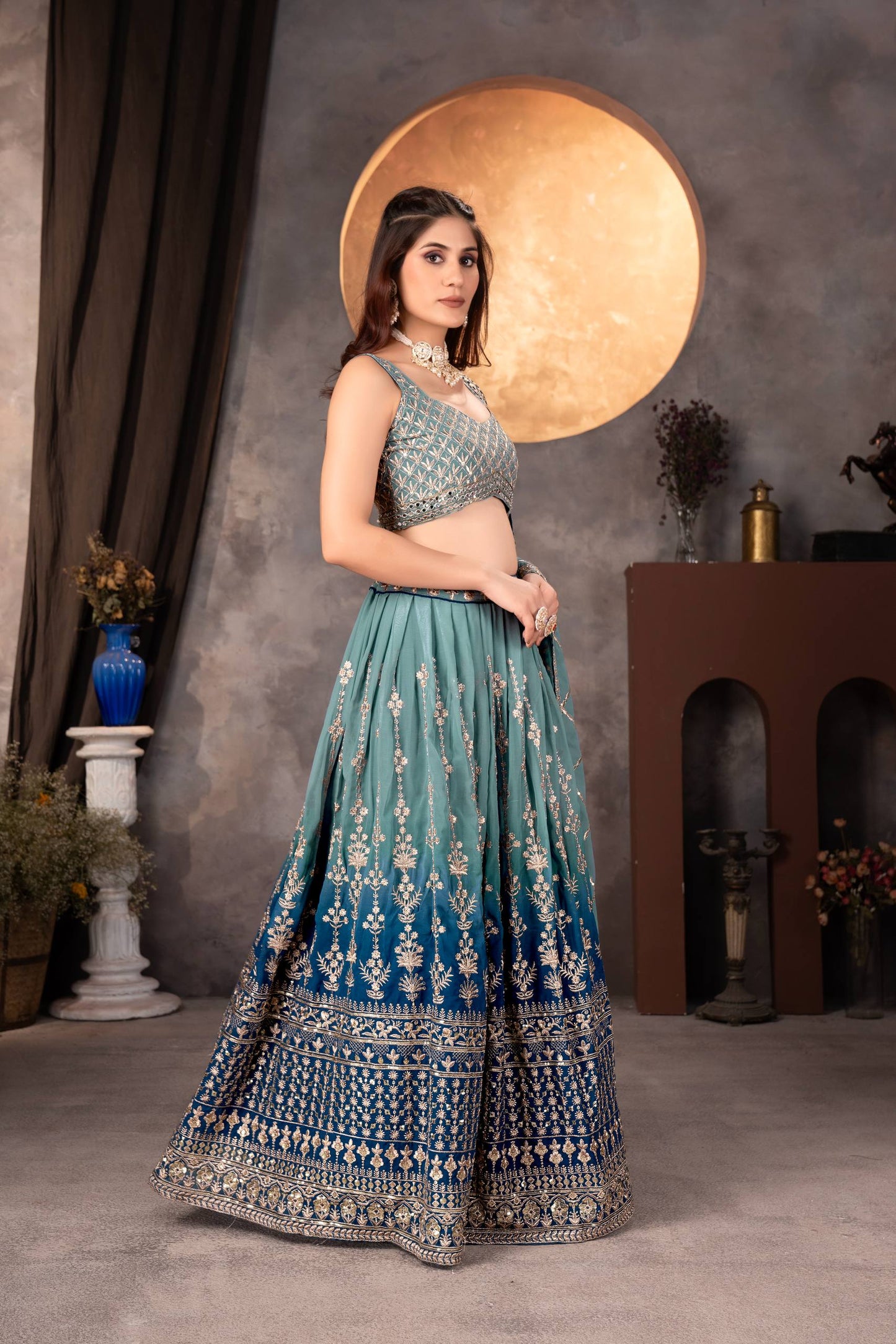 Royal Charm – Faux Georgette Designer Lehenga ✨💙💙✨