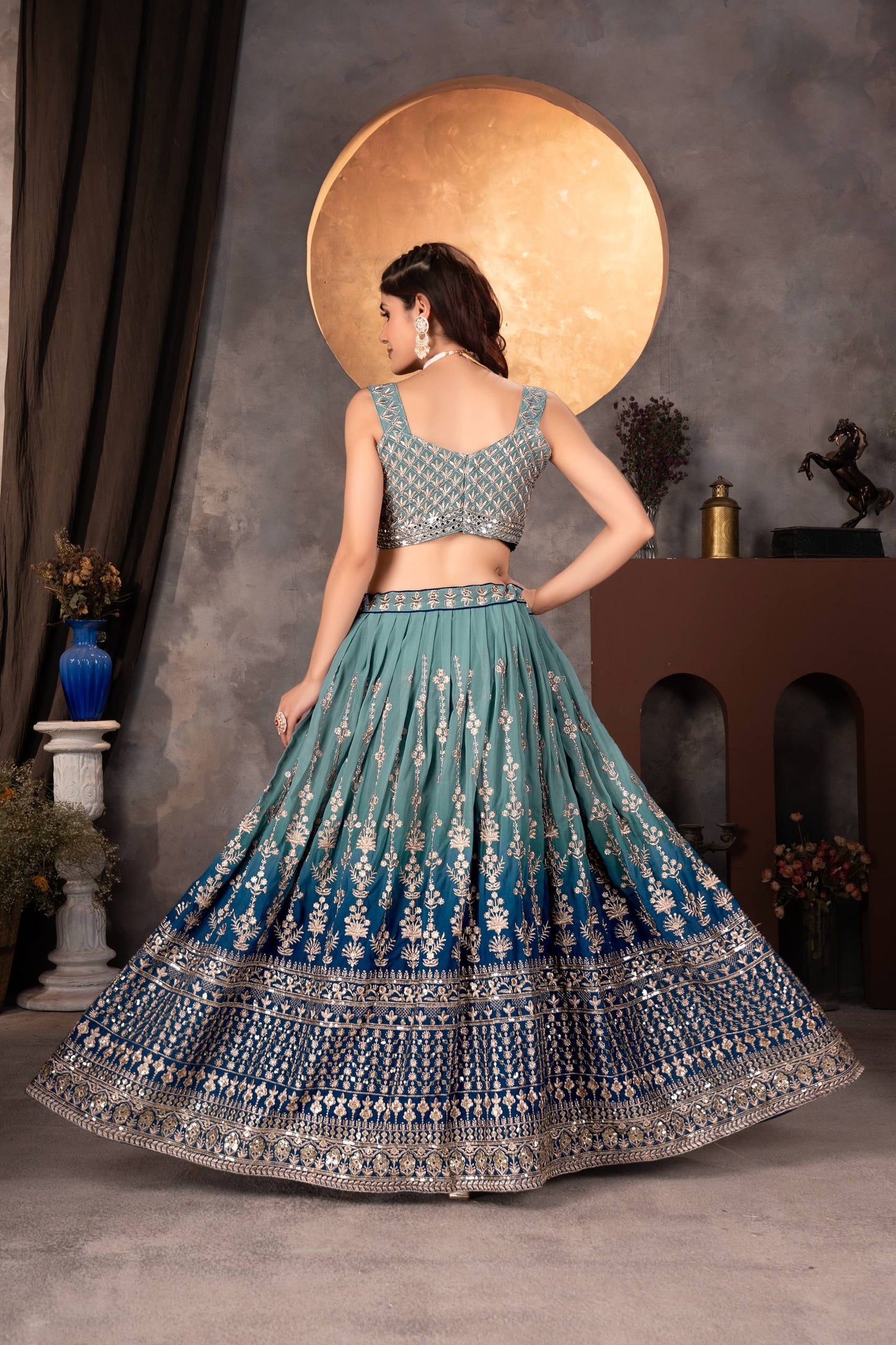Royal Charm – Faux Georgette Designer Lehenga ✨💙💙✨