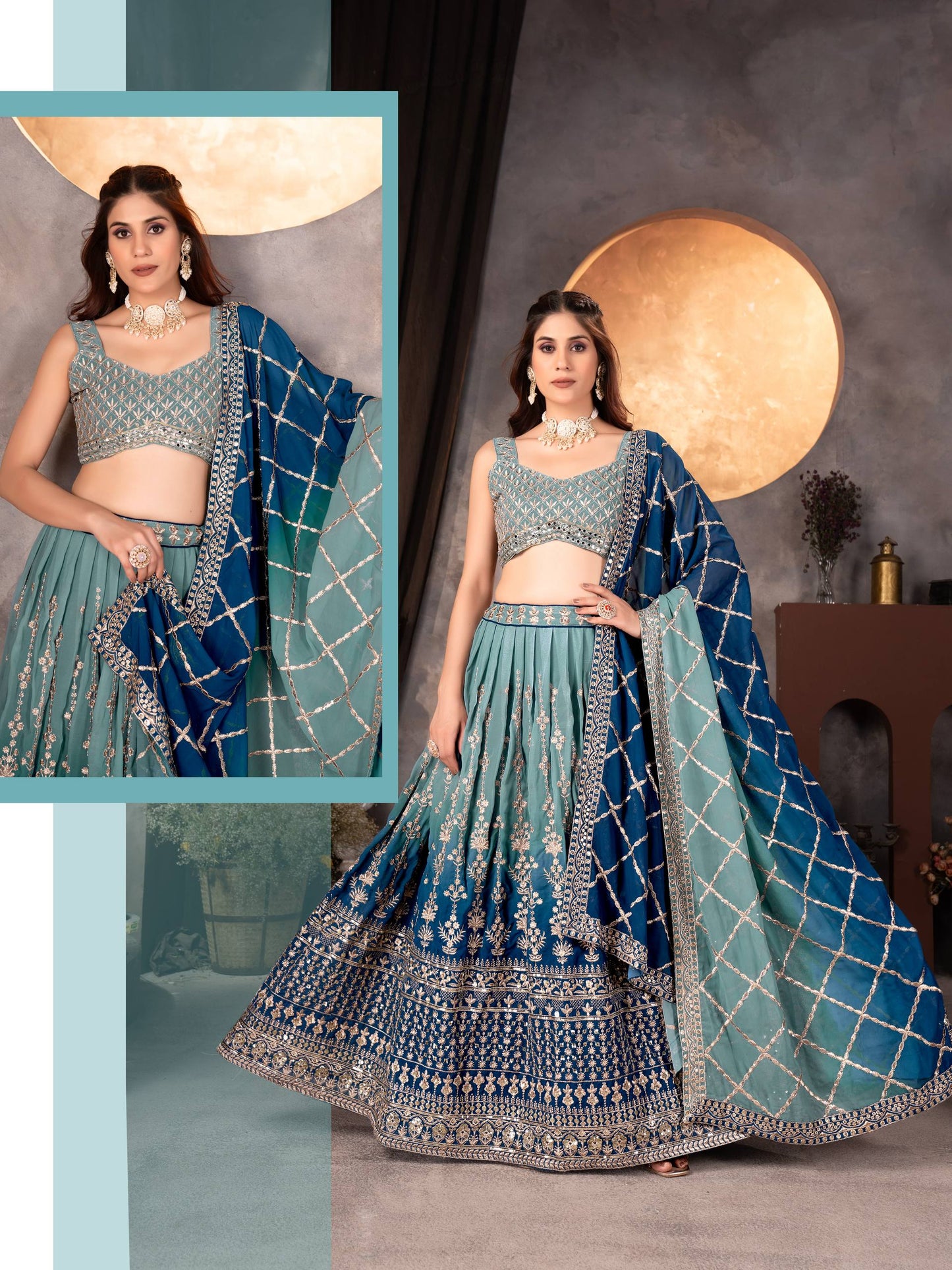 Royal Charm – Faux Georgette Designer Lehenga ✨💙💙✨