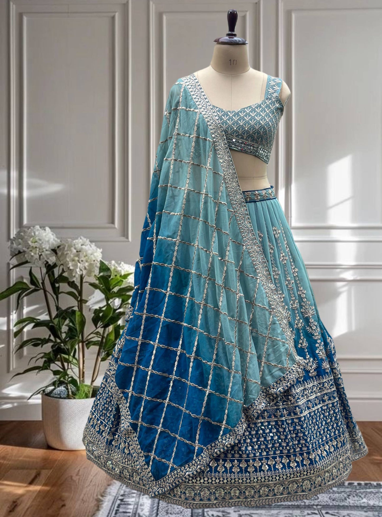 Royal Charm – Faux Georgette Designer Lehenga ✨💙💙✨