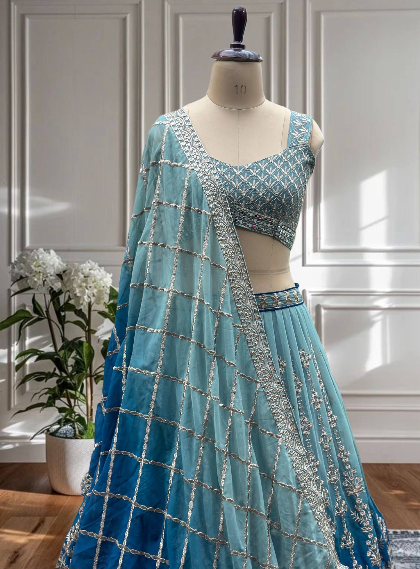 Royal Charm – Faux Georgette Designer Lehenga ✨💙💙✨