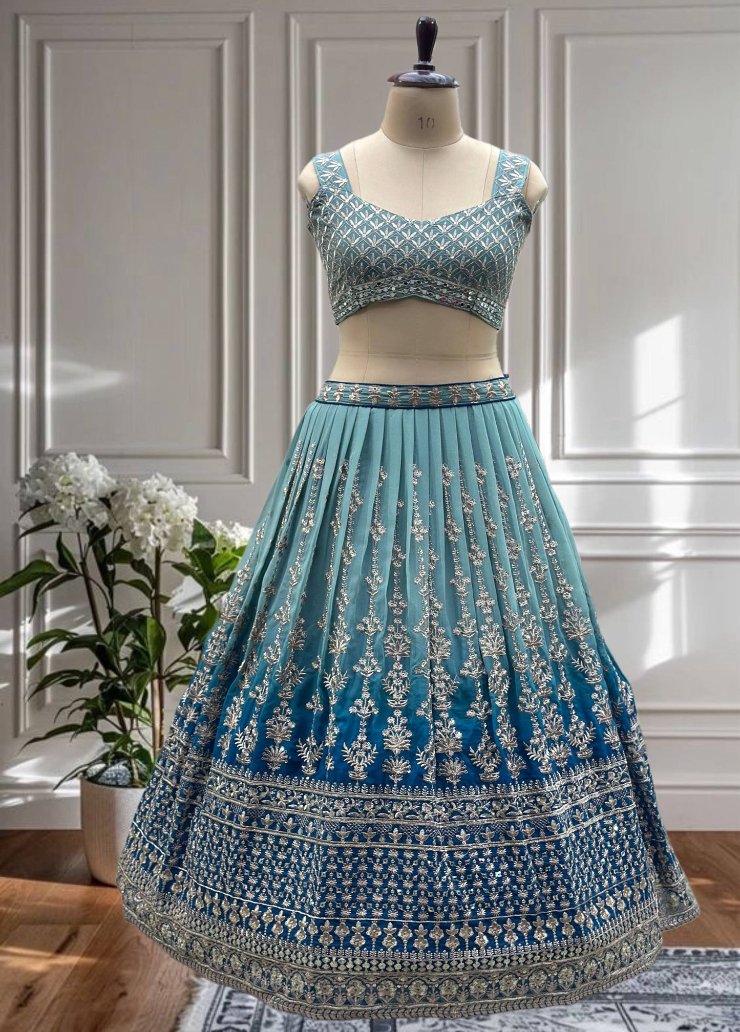 Royal Charm – Faux Georgette Designer Lehenga ✨💙💙✨
