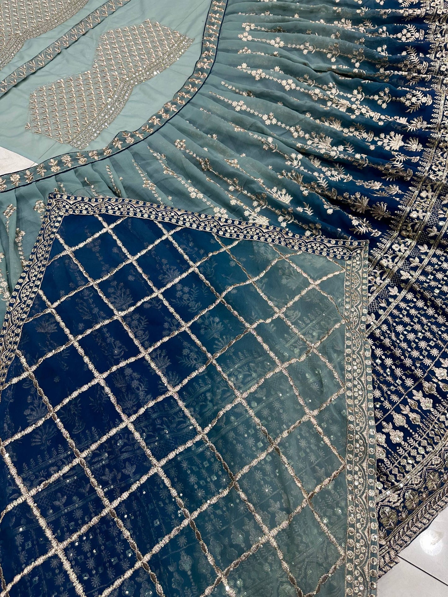 Royal Charm – Faux Georgette Designer Lehenga ✨💙💙✨