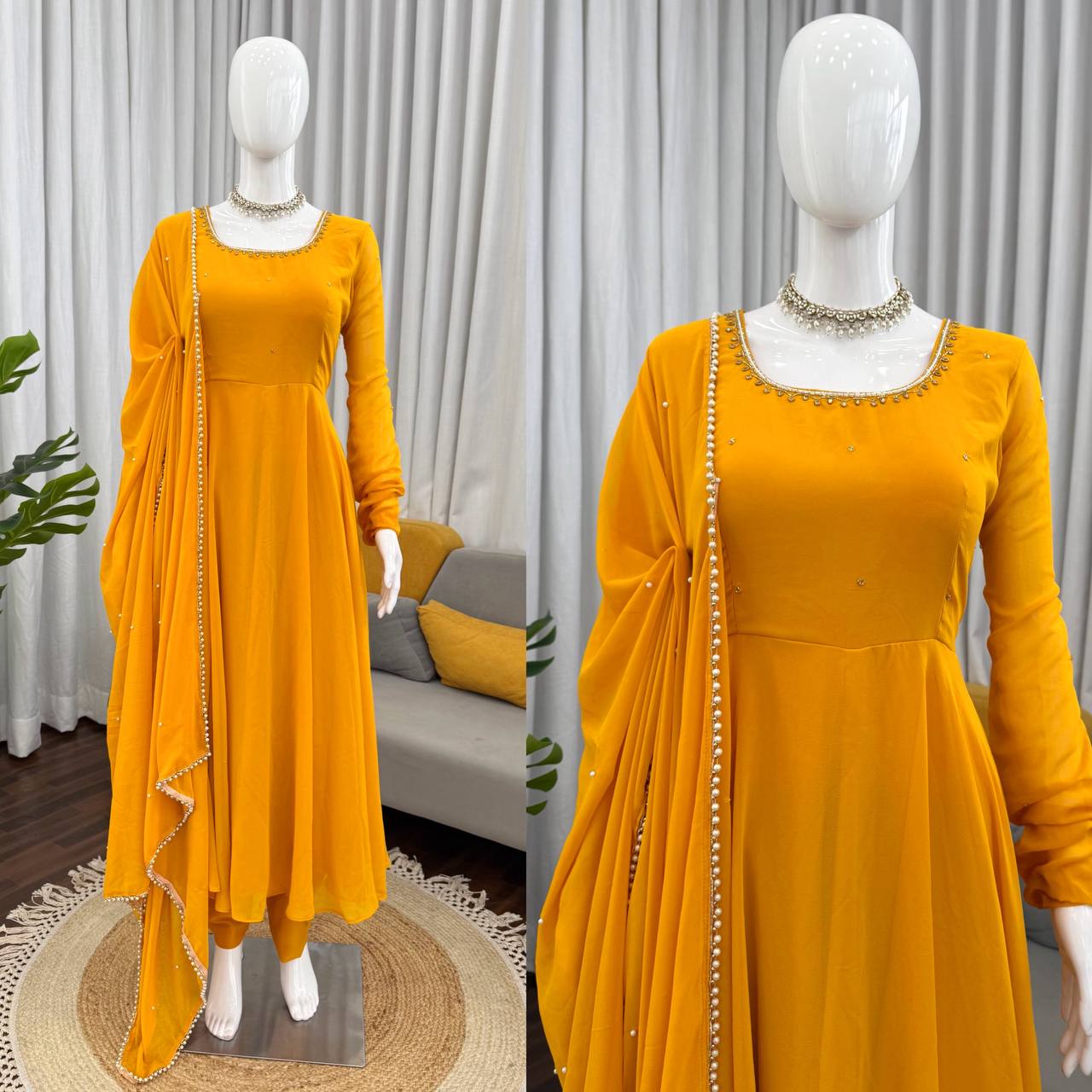 Handcrafted Charm Anarkali for Your Haldi Day! 🧚‍♀️💛
