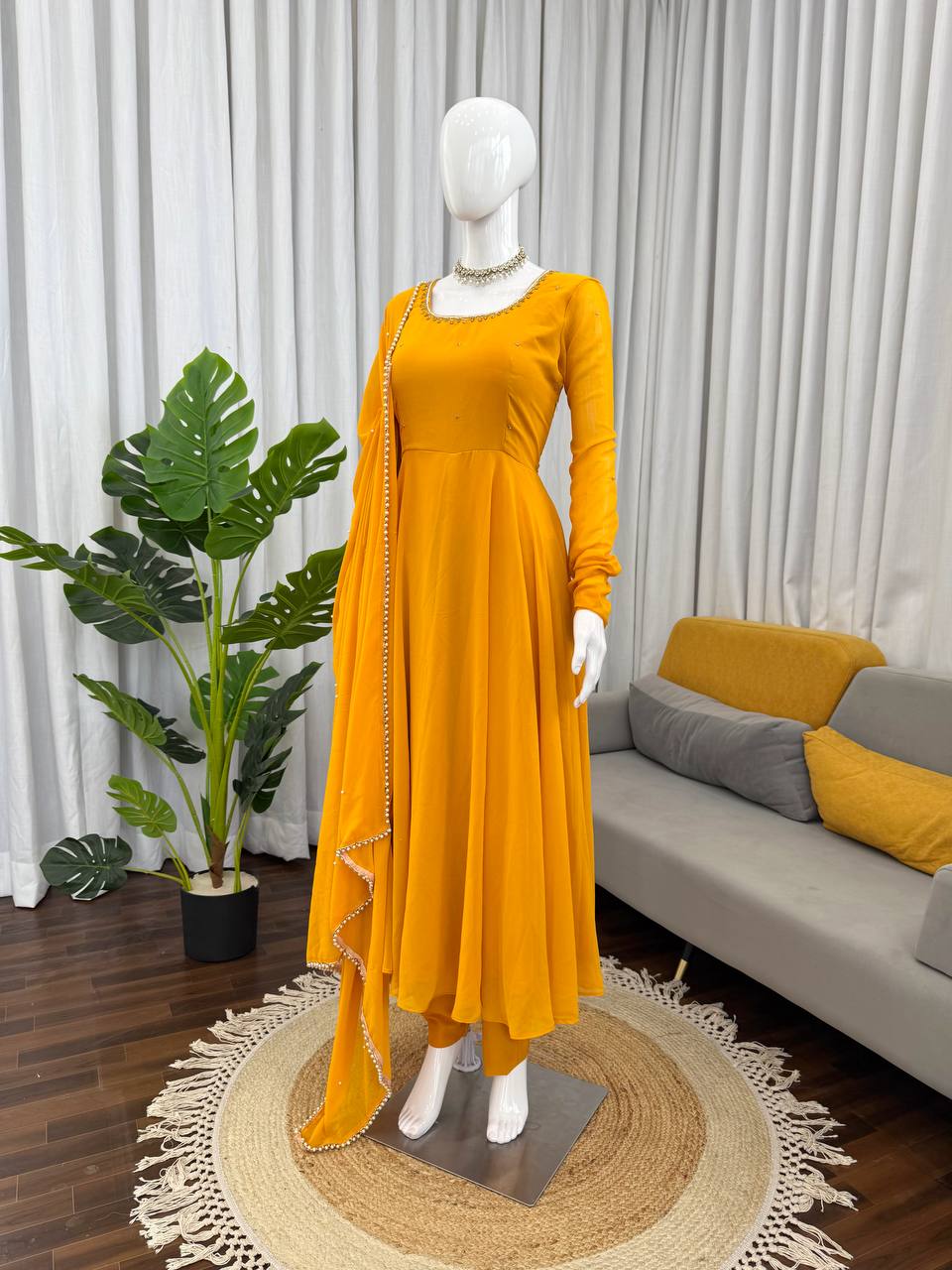 Handcrafted Charm Anarkali for Your Haldi Day! 🧚‍♀️💛