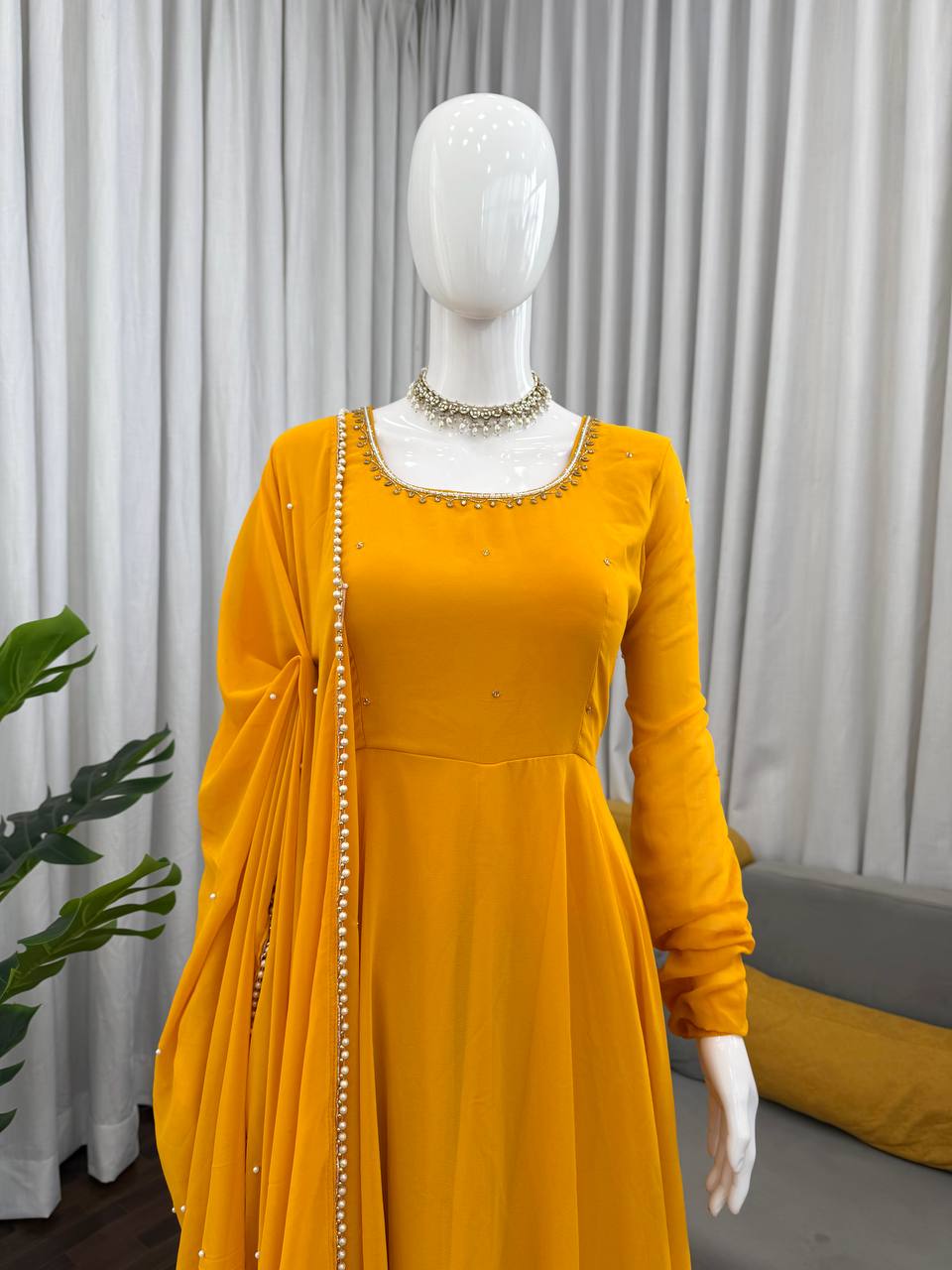 Handcrafted Charm Anarkali for Your Haldi Day! 🧚‍♀️💛