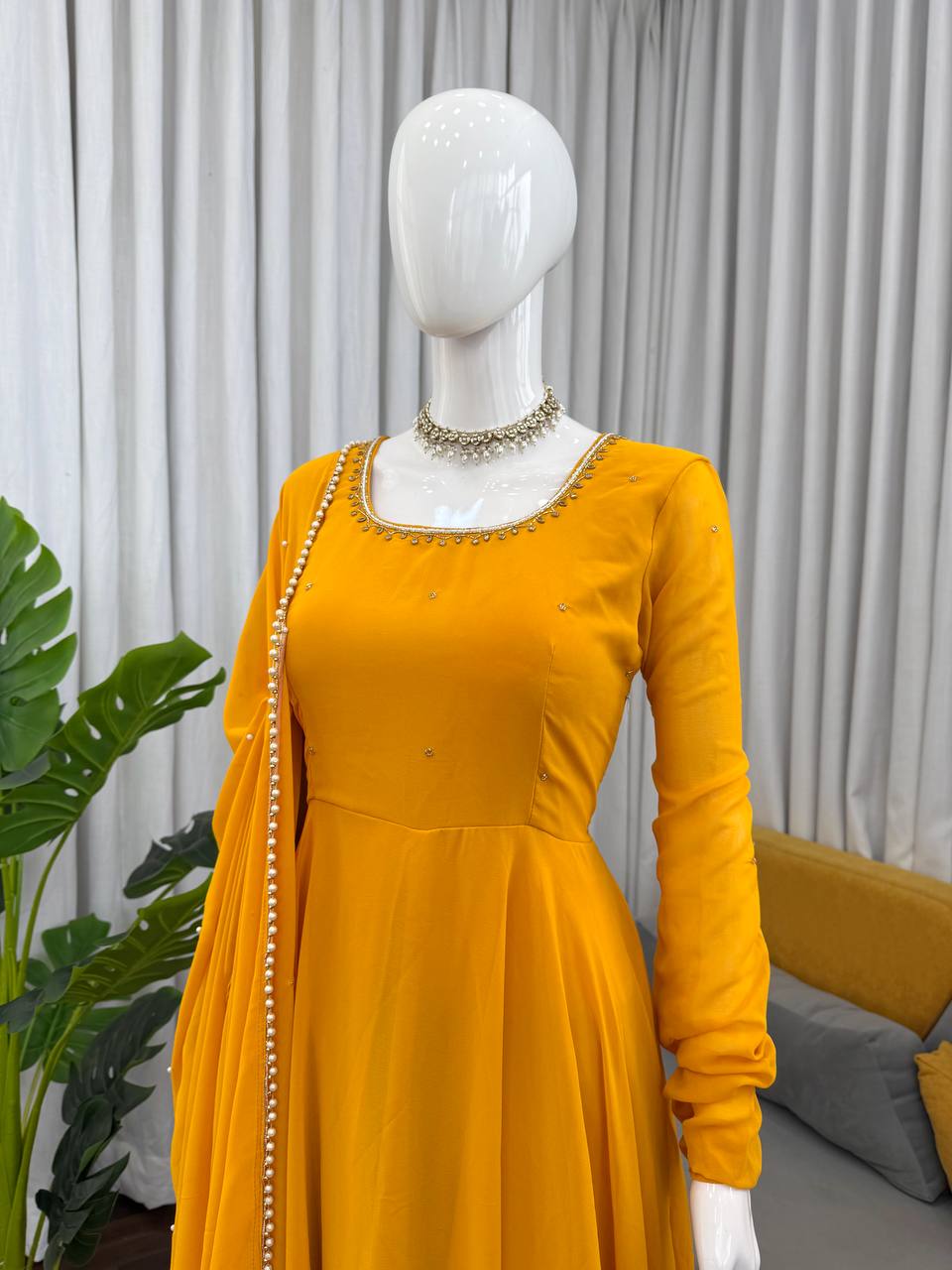 Handcrafted Charm Anarkali for Your Haldi Day! 🧚‍♀️💛