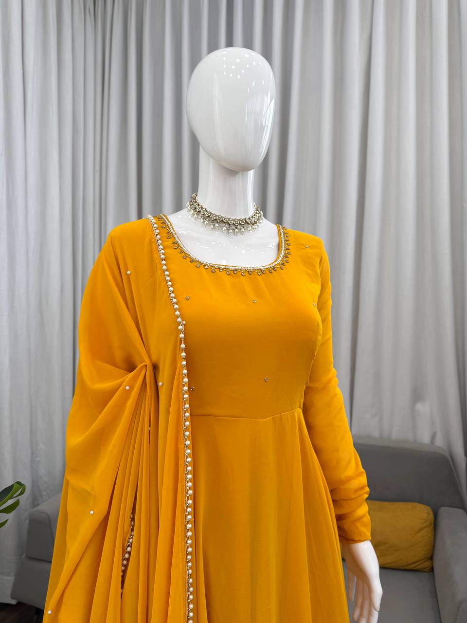Handcrafted Charm Anarkali for Your Haldi Day! 🧚‍♀️💛