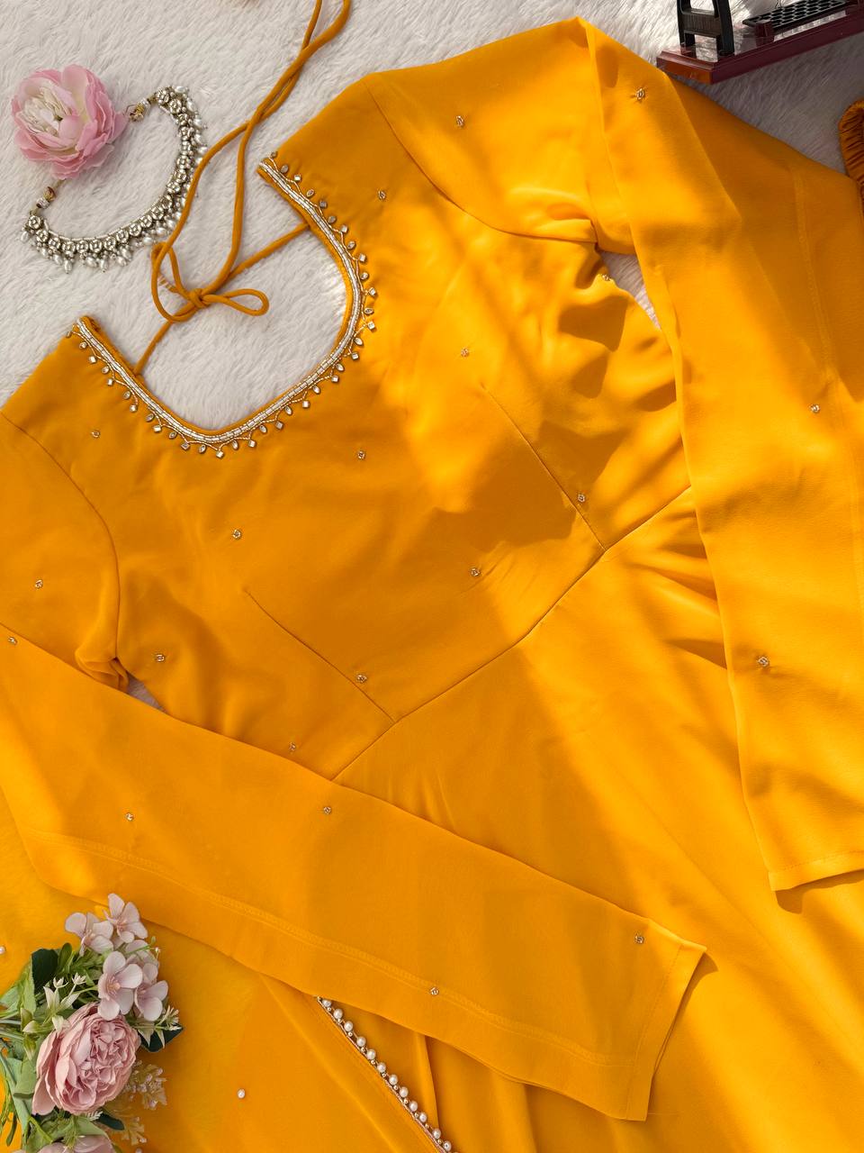 Handcrafted Charm Anarkali for Your Haldi Day! 🧚‍♀️💛