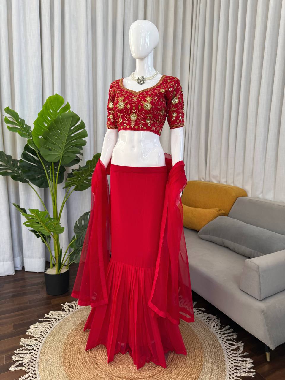 DFG Series - Faux Georgette Lehenga Saree Set-QRC-390