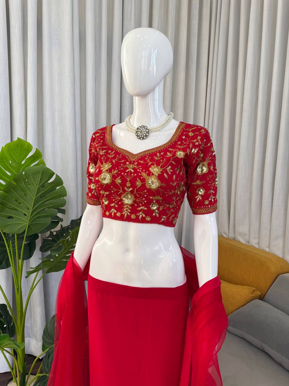 DFG Series - Faux Georgette Lehenga Saree Set-QRC-390