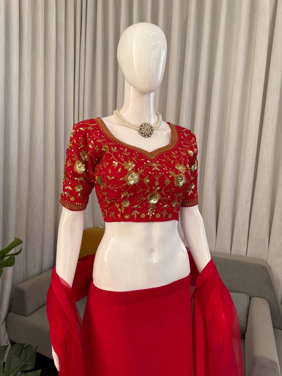 DFG Series - Faux Georgette Lehenga Saree Set-QRC-390