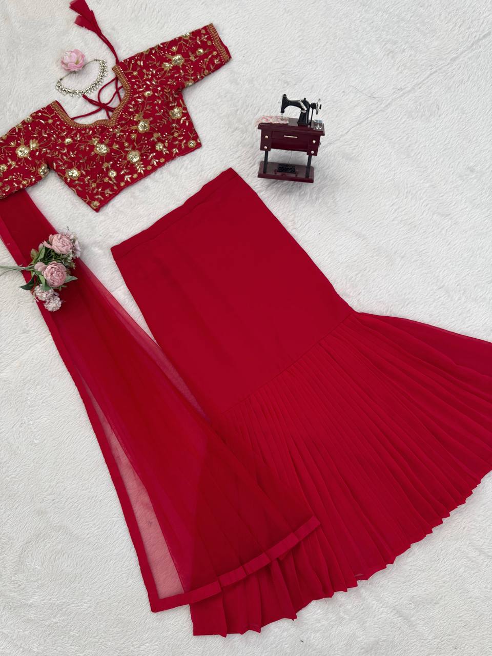 DFG Series - Faux Georgette Lehenga Saree Set-QRC-390