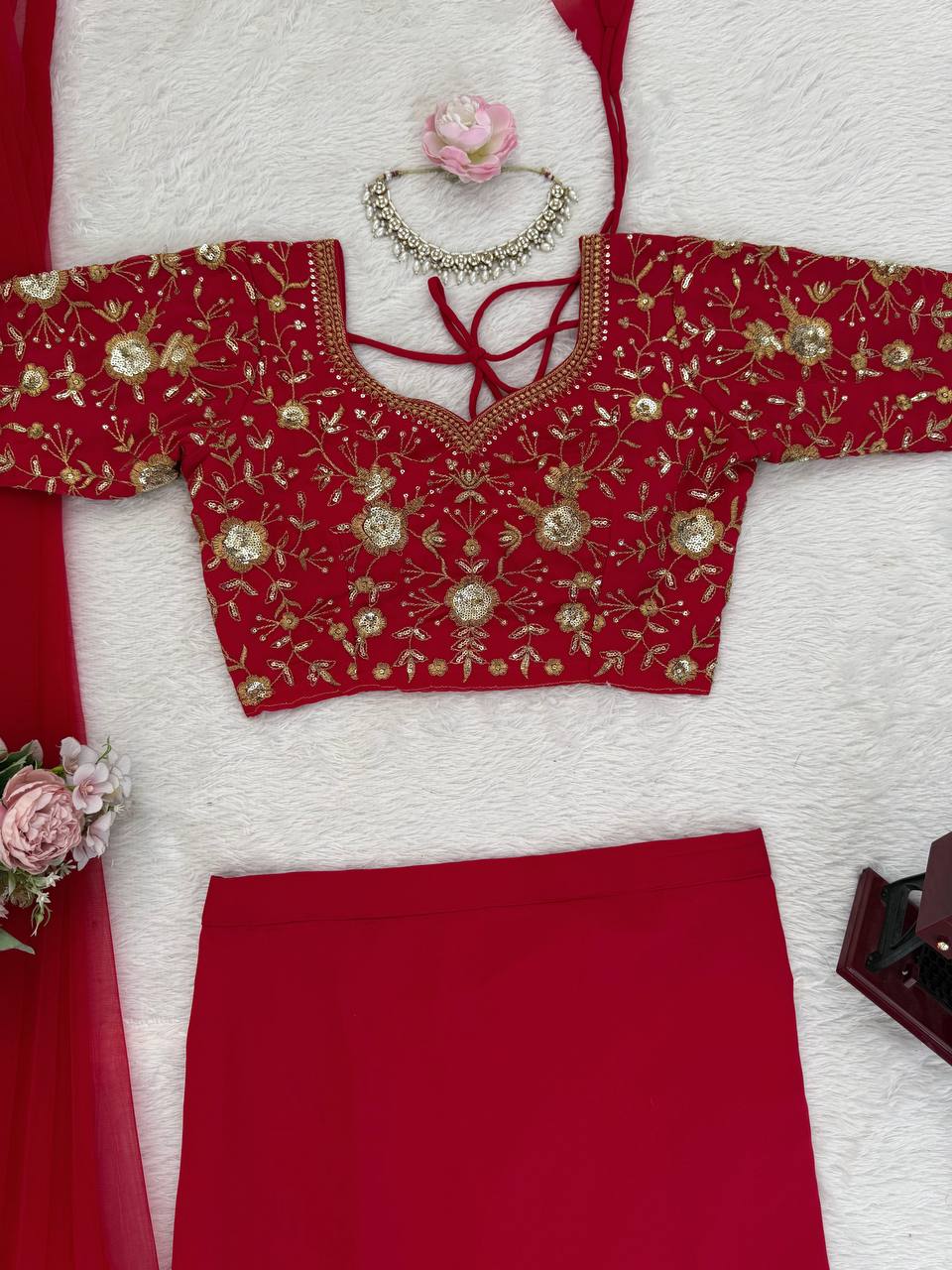 DFG Series - Faux Georgette Lehenga Saree Set-QRC-390