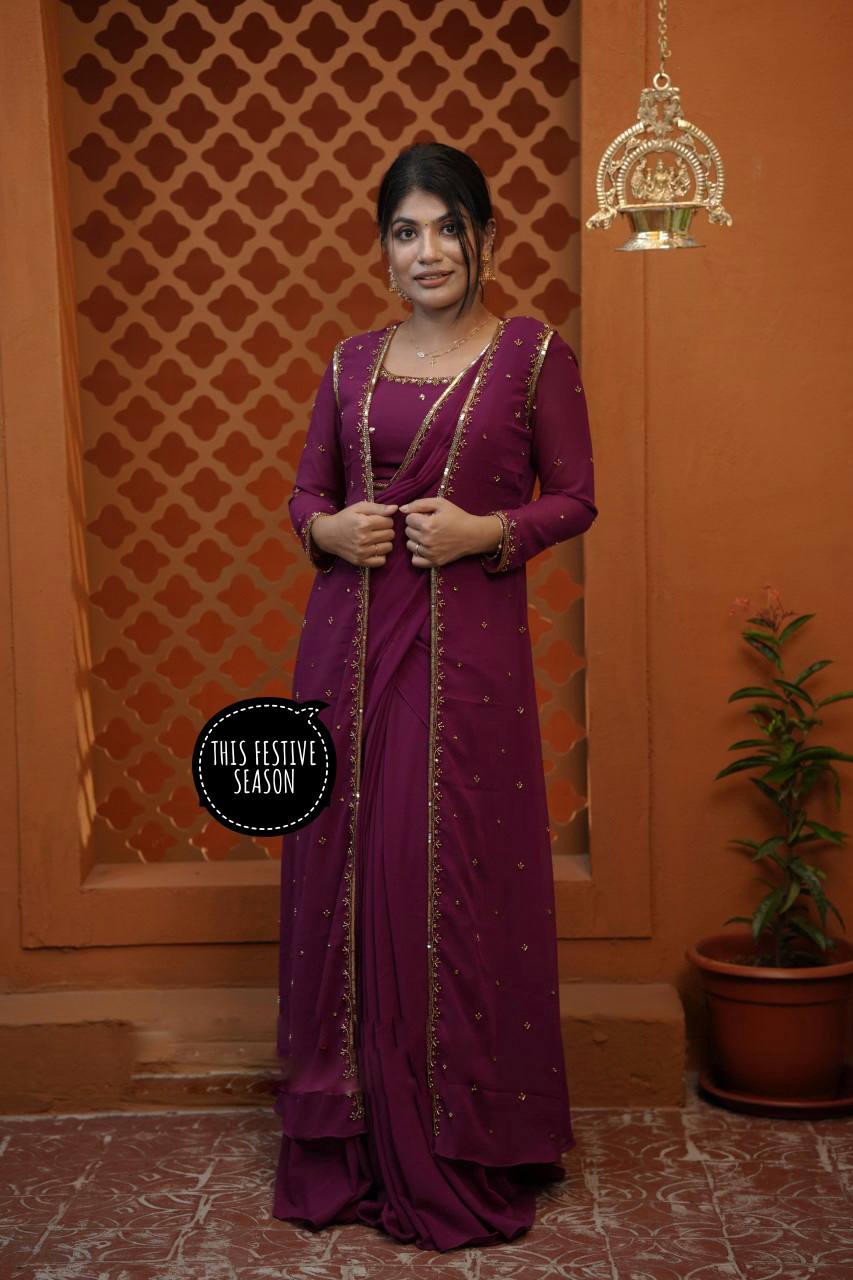 Lehenga • Blouse • Koti • Dupatta – All with Elegant Embroidery Work-ST-1121 .  🥻