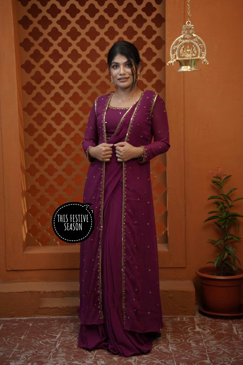 Lehenga • Blouse • Koti • Dupatta – All with Elegant Embroidery Work-ST-1121 .  🥻