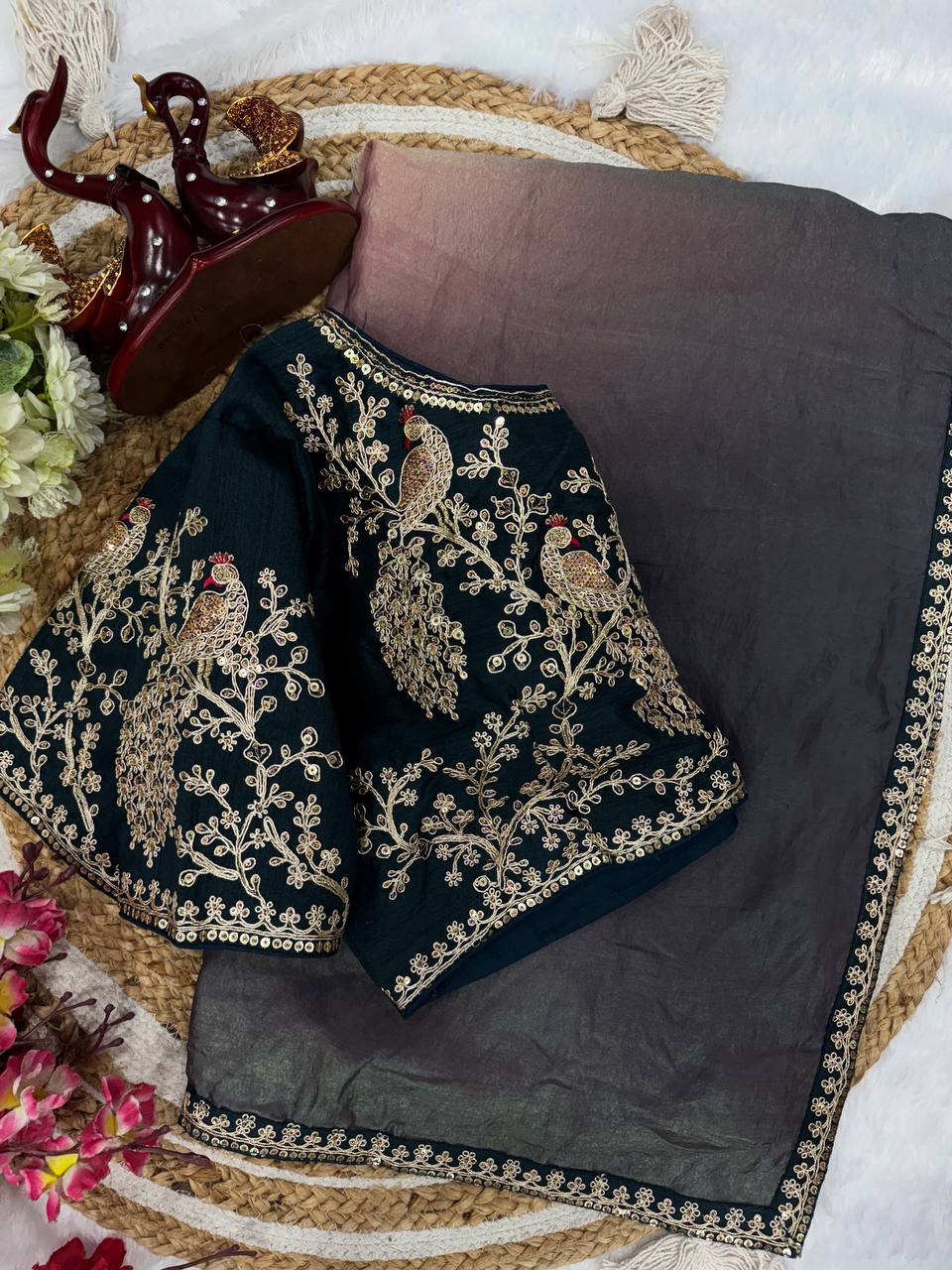 Shaded Space Silk Saree – Elegance That Shines! -NC-5489 🌈✨💖