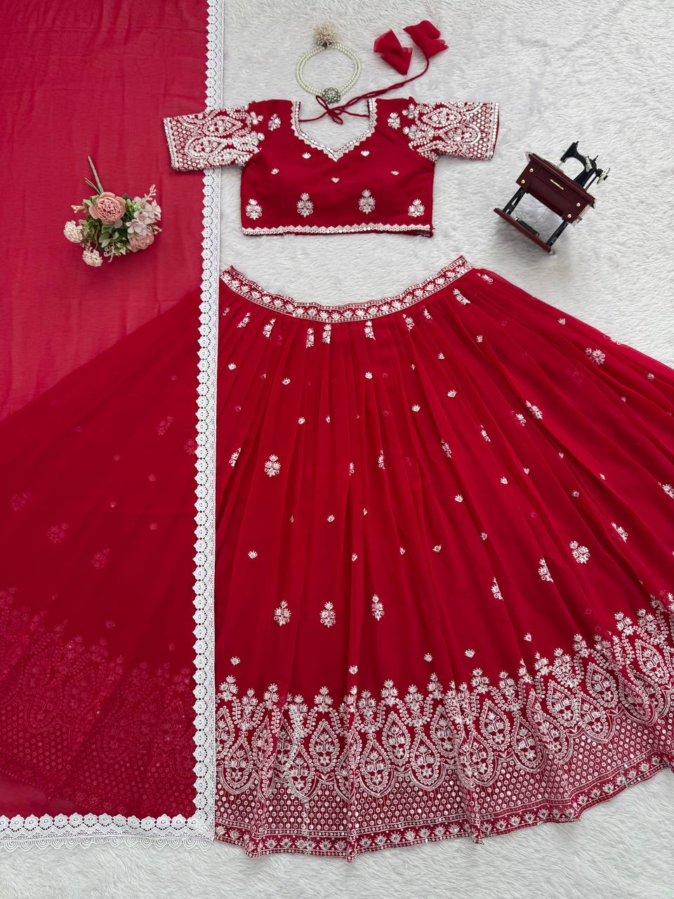 🎀 Thread & Sequins Magic – Lehenga Set - QRC-382✨👘