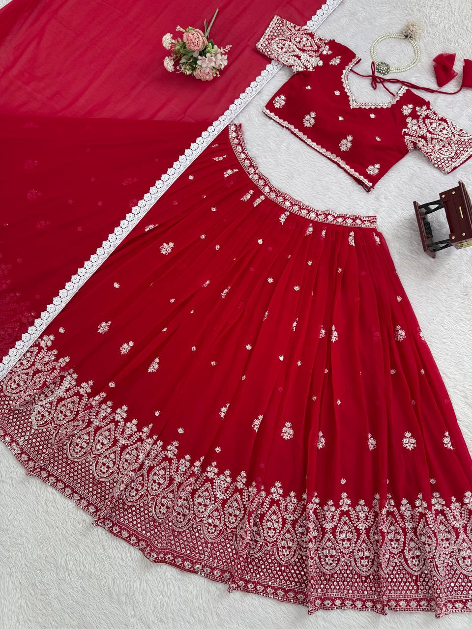 🎀 Thread & Sequins Magic – Lehenga Set - QRC-382✨👘