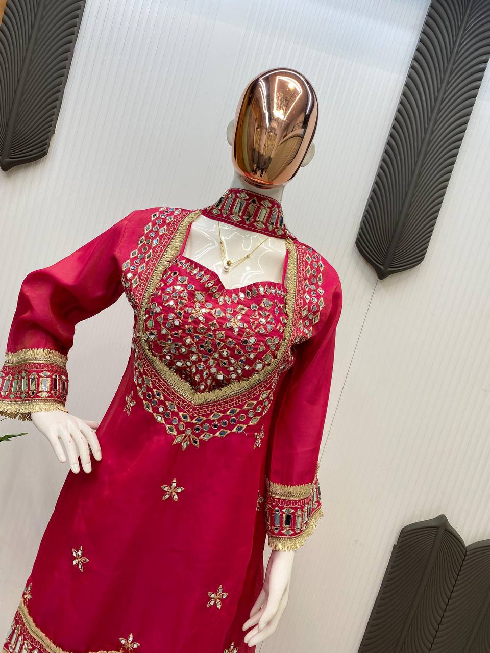 EXCLUSIVE 4-PIECE MIRROR-WORK PLAZZO SET-LG-2015💫✨✨💫