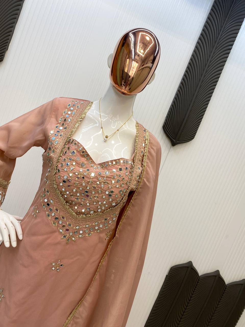 EXCLUSIVE 4-PIECE MIRROR-WORK PLAZZO SET-LG-2015💫✨✨💫