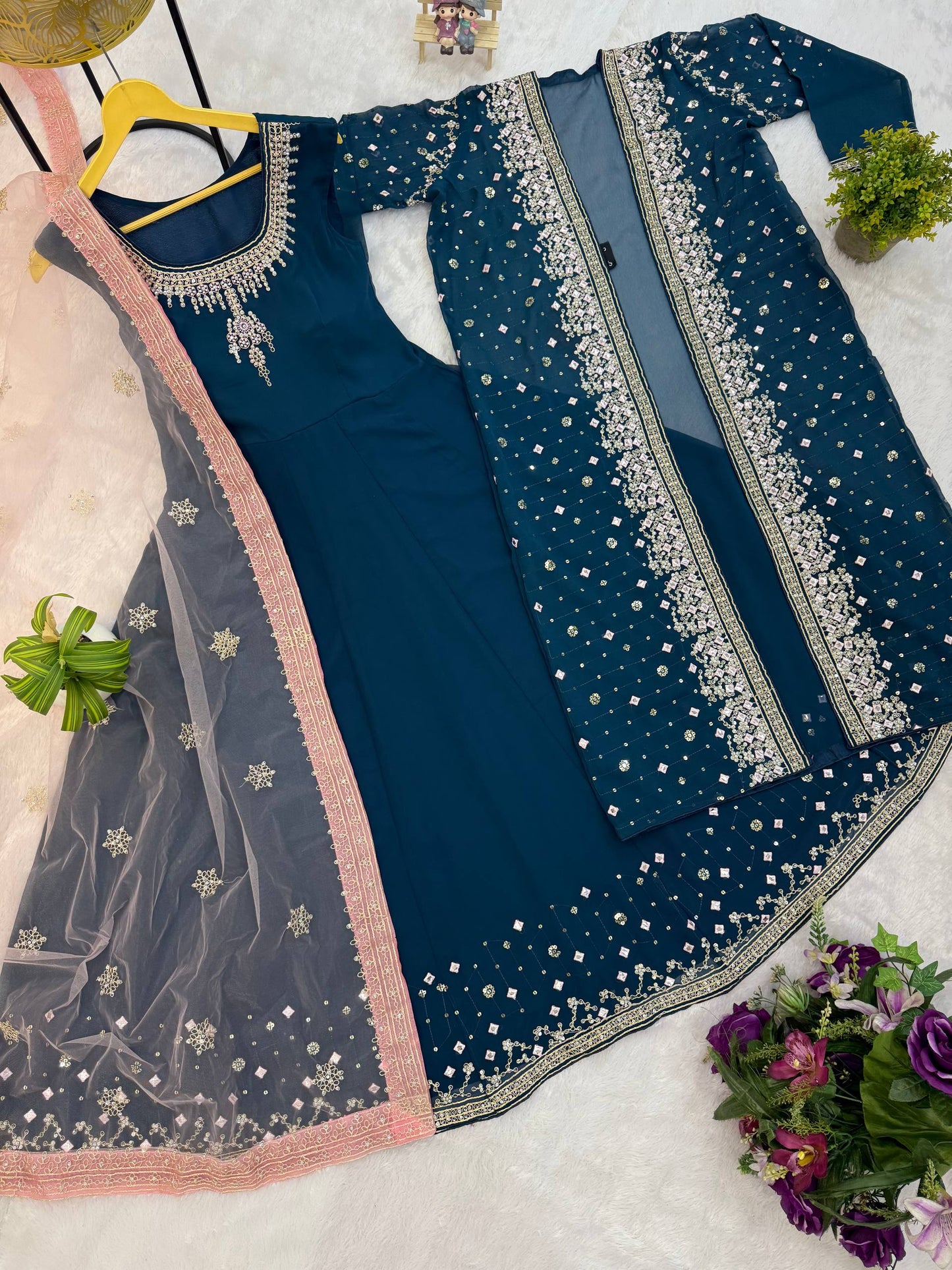 Superhit Festive Gown Set with Heavy Diamond Work! ✨